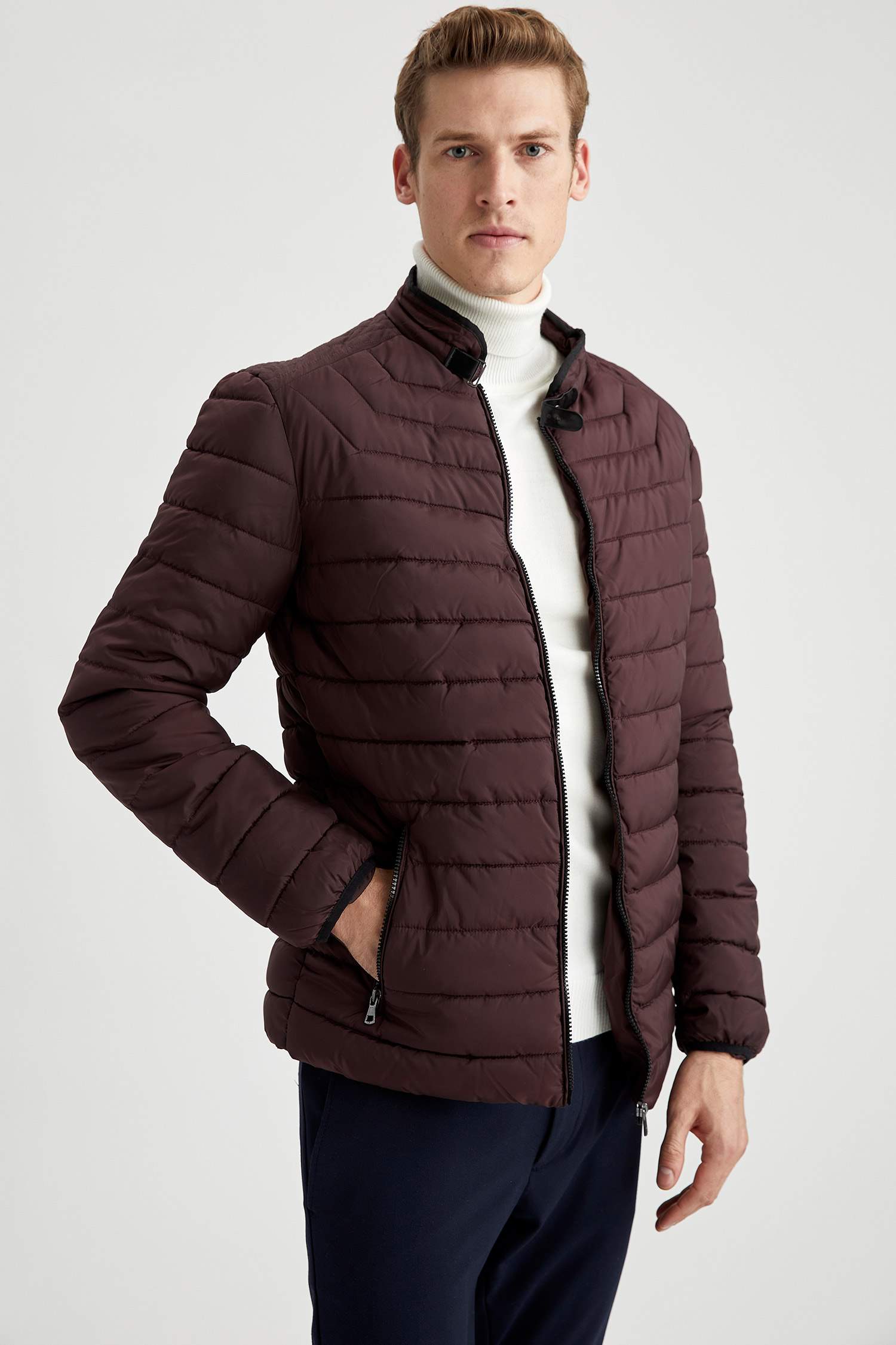 Dik Yaka Slim Fit Mont