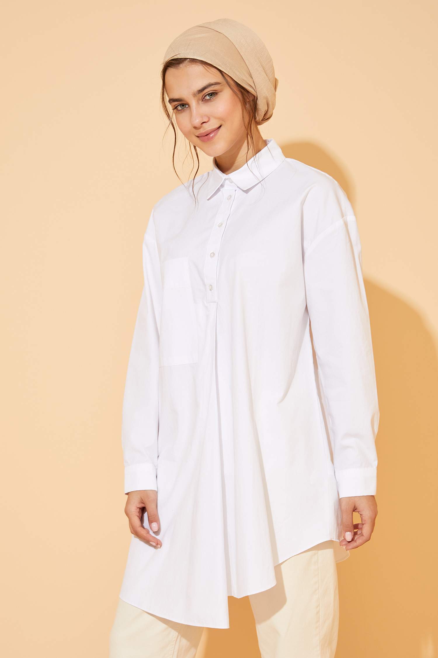 Relax Fit Basic Dokuma Poplin Gömlek Tunik