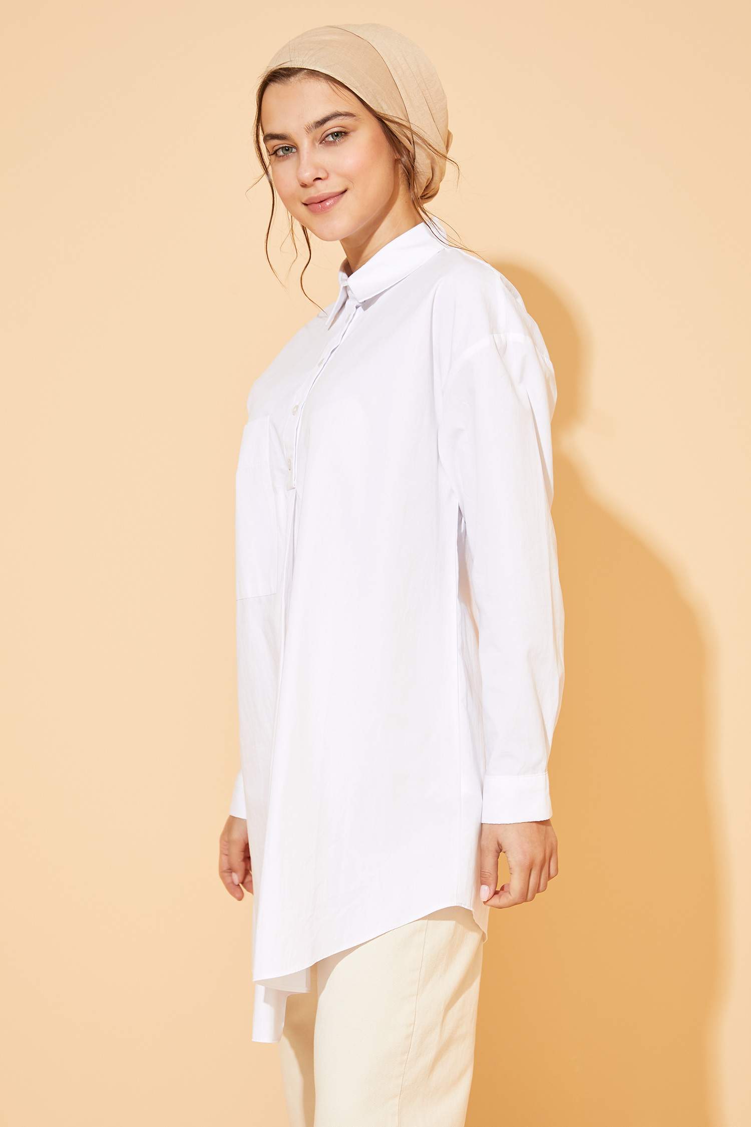 Relax Fit Basic Dokuma Poplin Gömlek Tunik