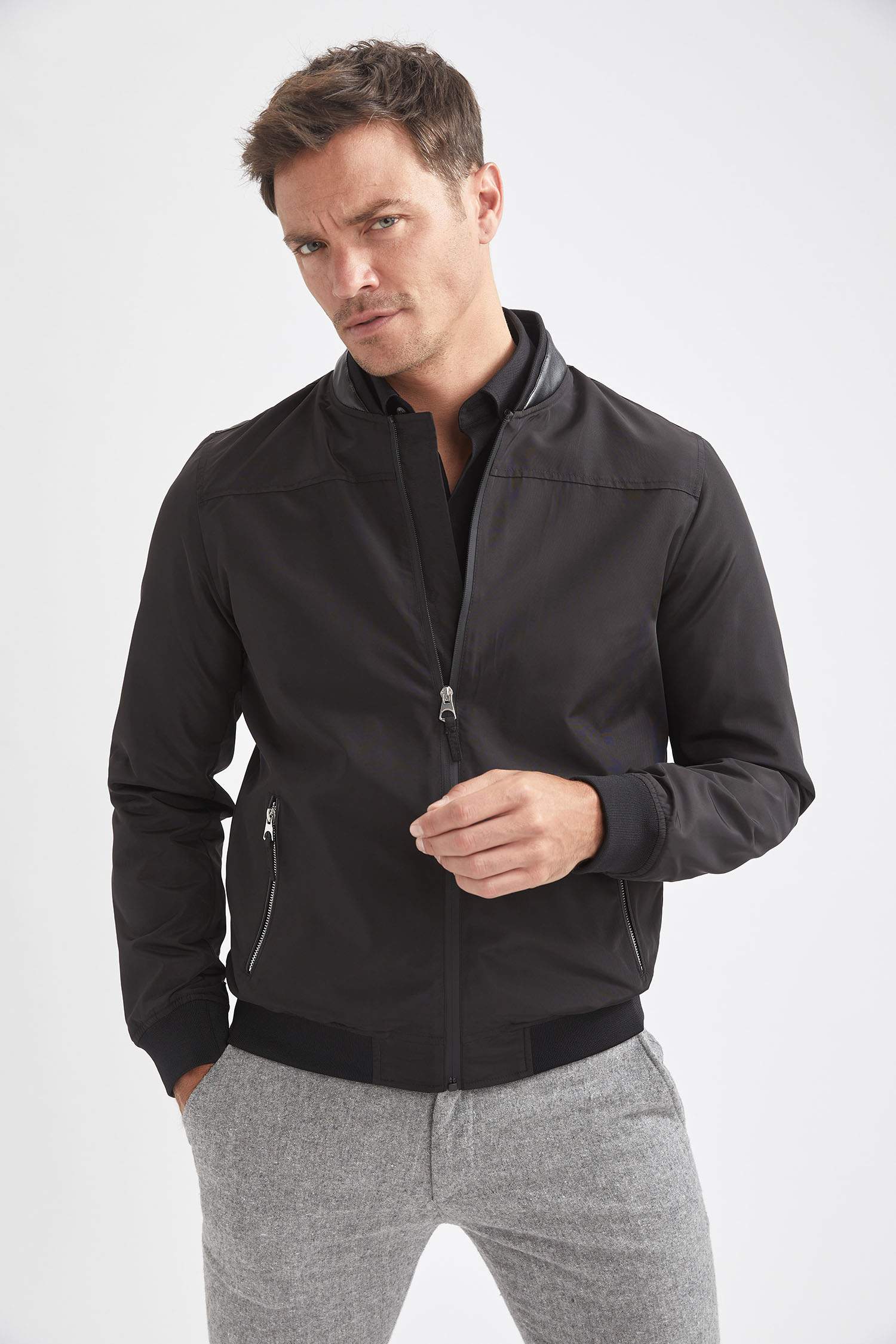 Slim Fit Kolej Yaka Bomber Mevsimlik İnce Mont
