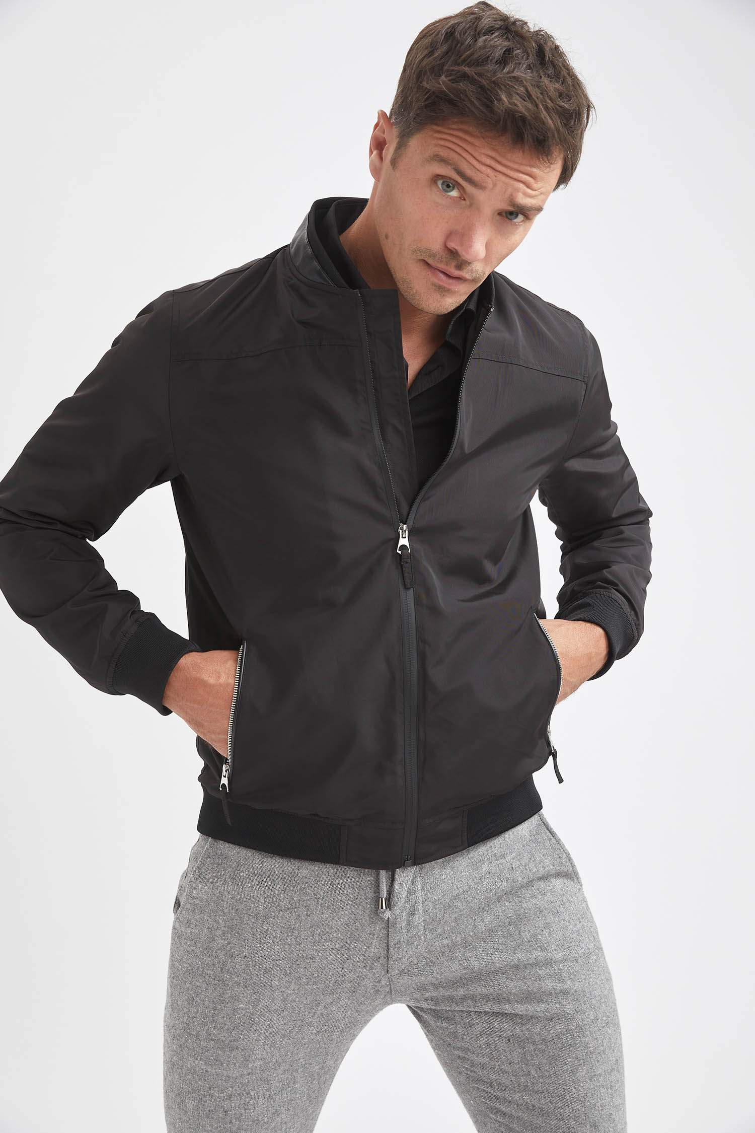 Slim Fit Kolej Yaka Bomber Mevsimlik İnce Mont