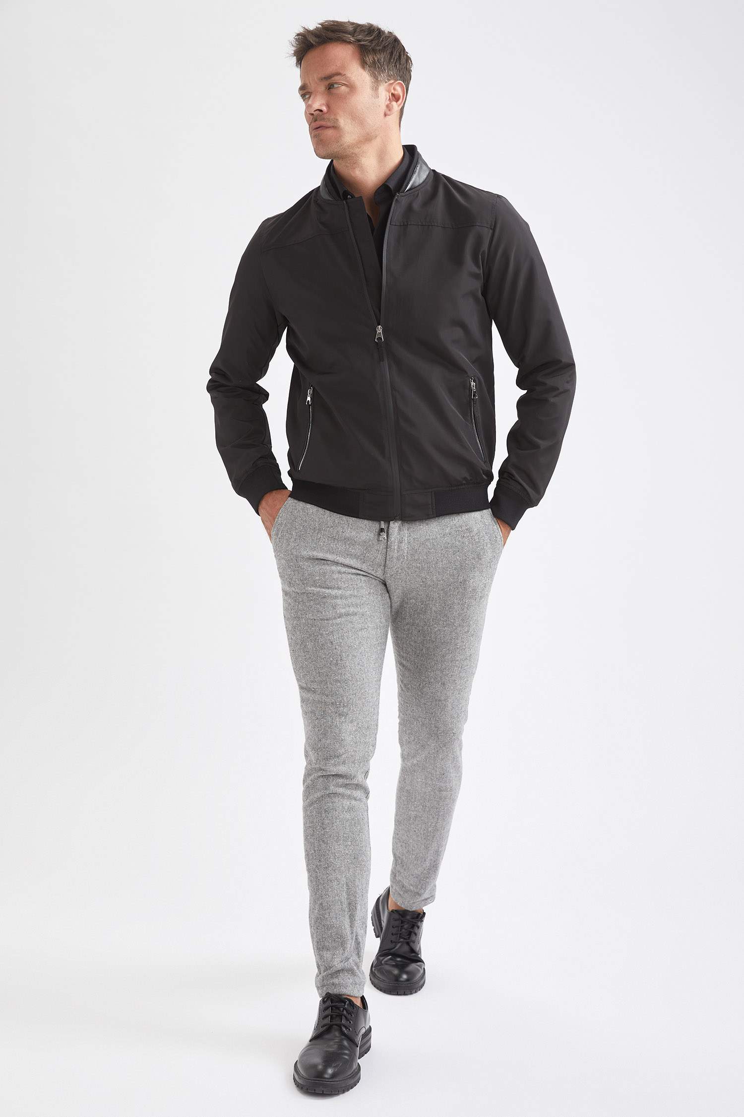 Slim Fit Kolej Yaka Bomber Mevsimlik İnce Mont