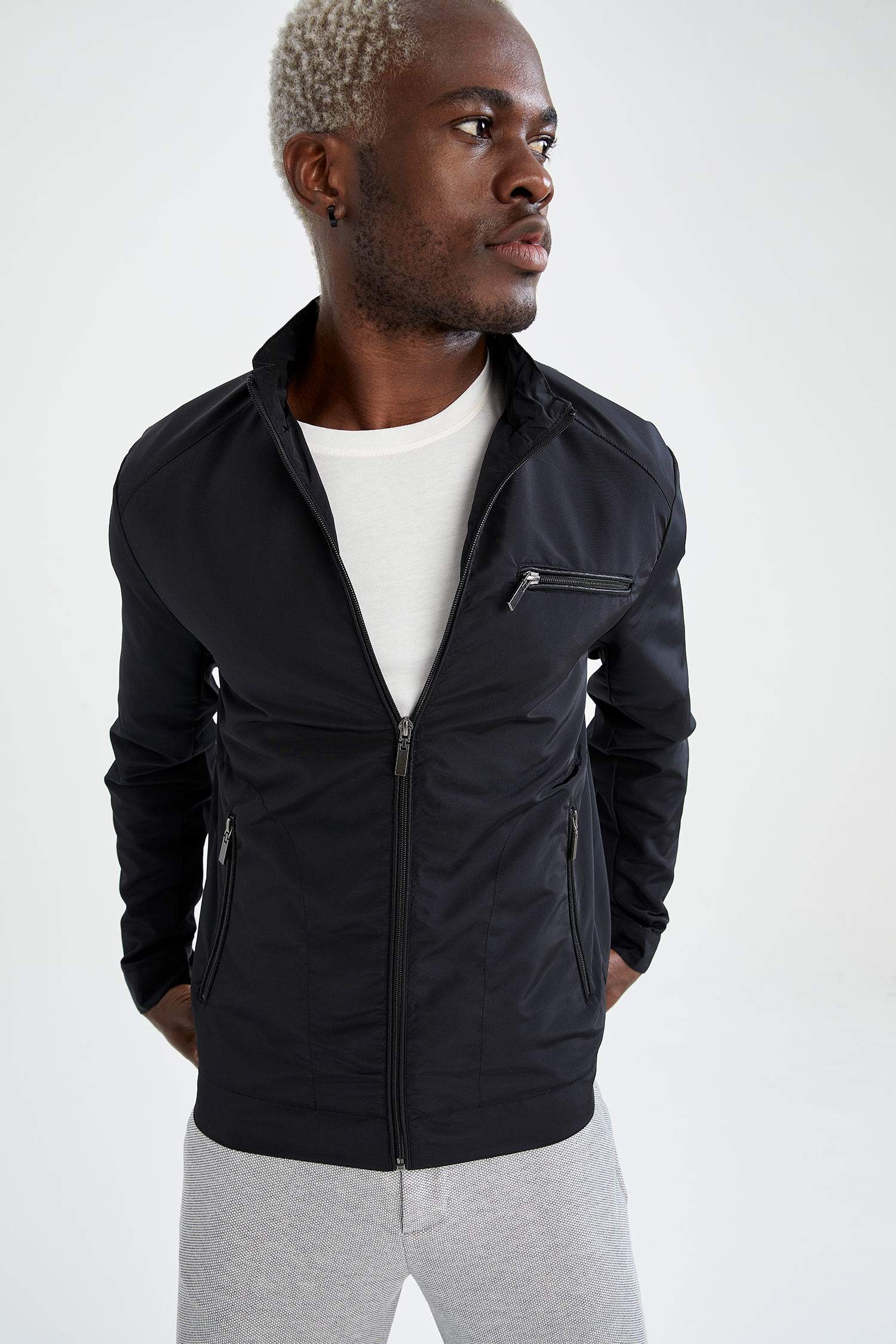 Slim Fit Dik Yaka Mont