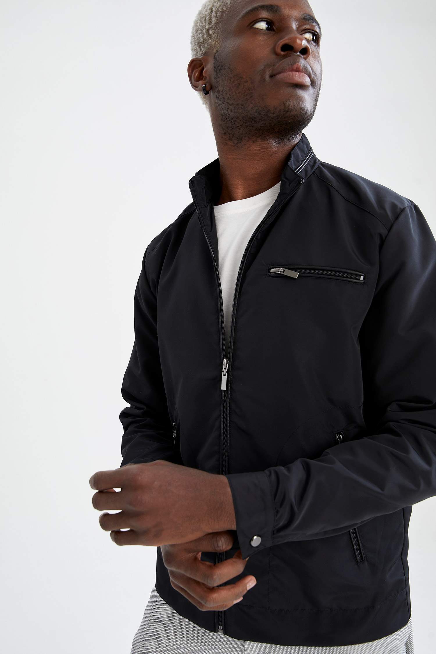 Slim Fit Dik Yaka Mont