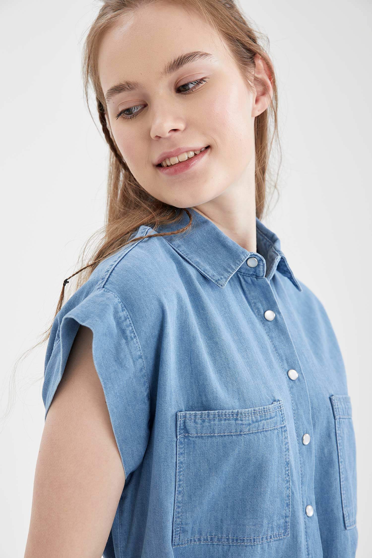 Kemer Detaylı Slim Fit Jean Elbise