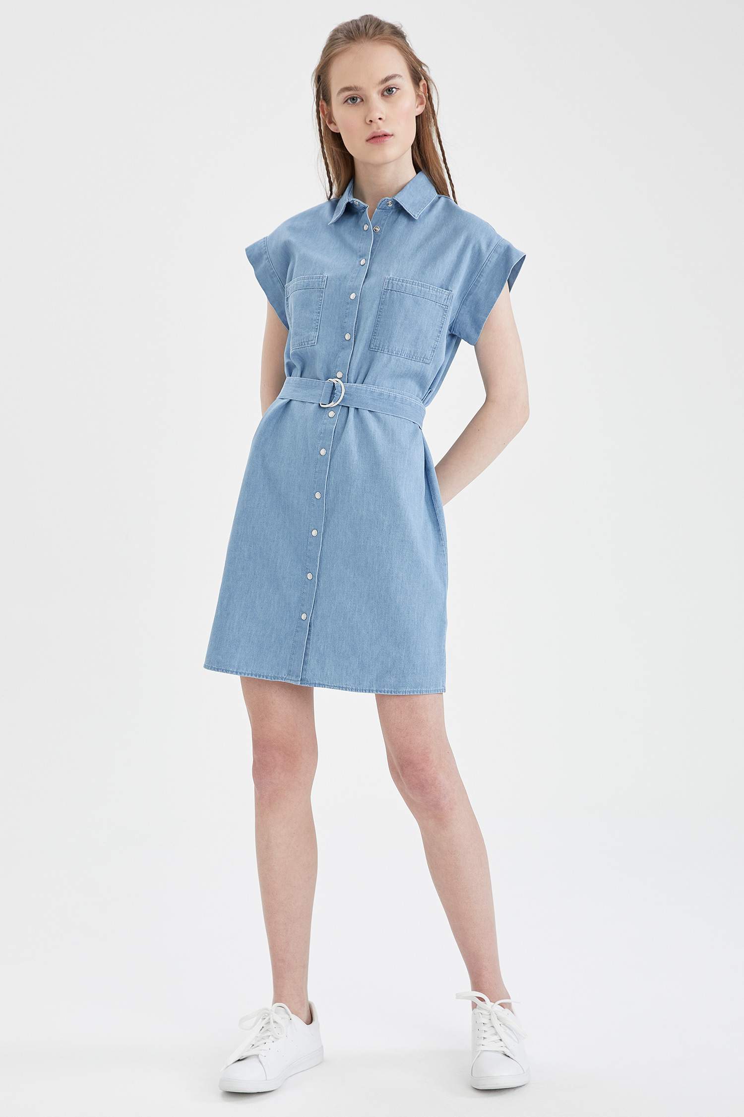 Kemer Detaylı Slim Fit Jean Elbise