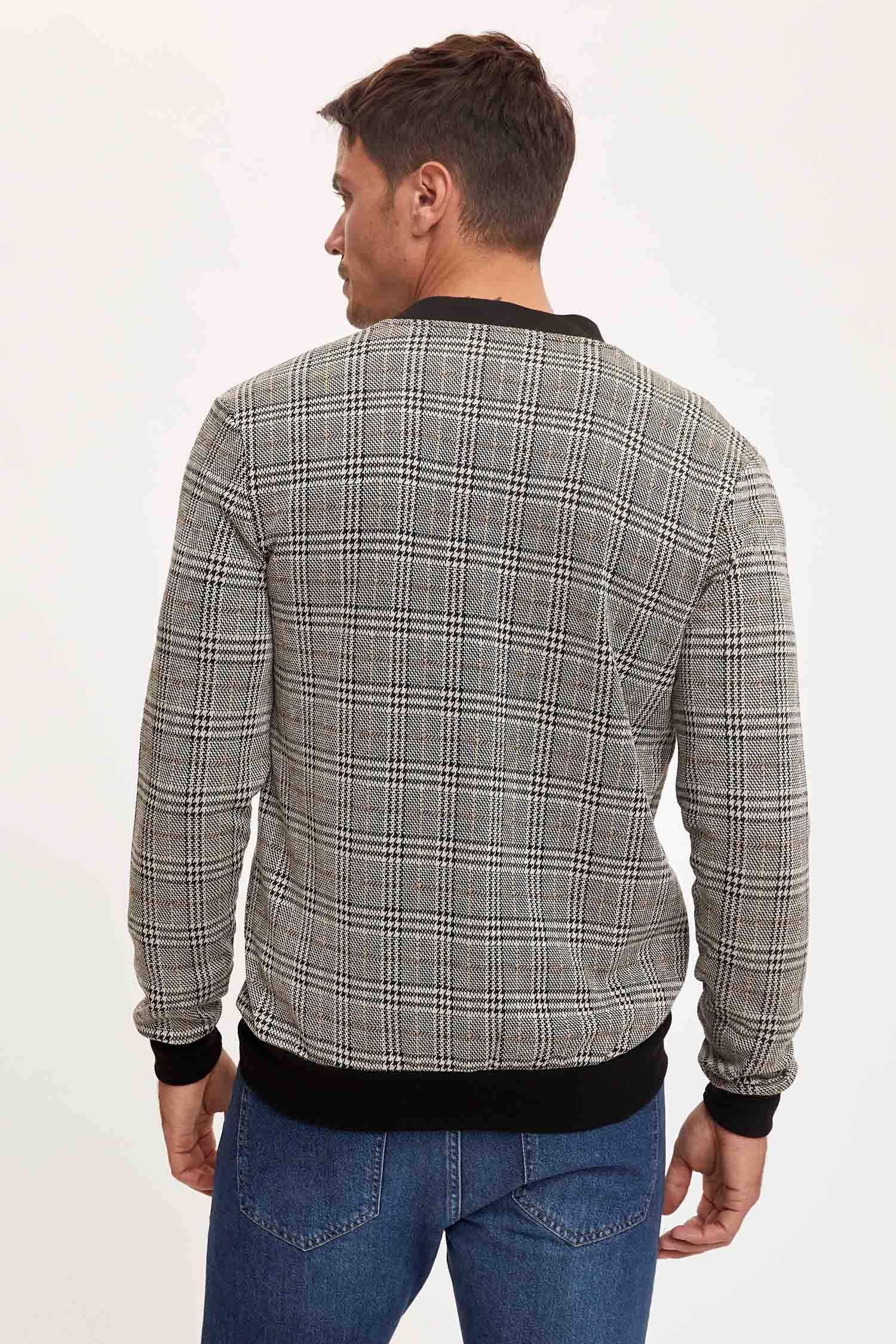 Slim Fit Fermuarlı Kolej Yaka Bomber Hırka