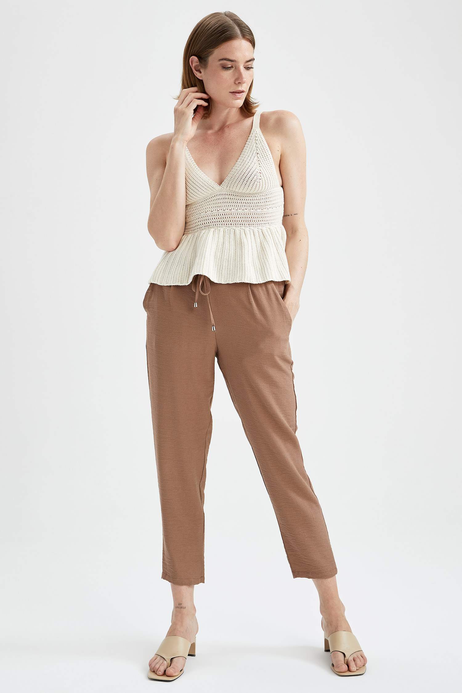 Relax Fit Basic Bağcıklı Pantolon