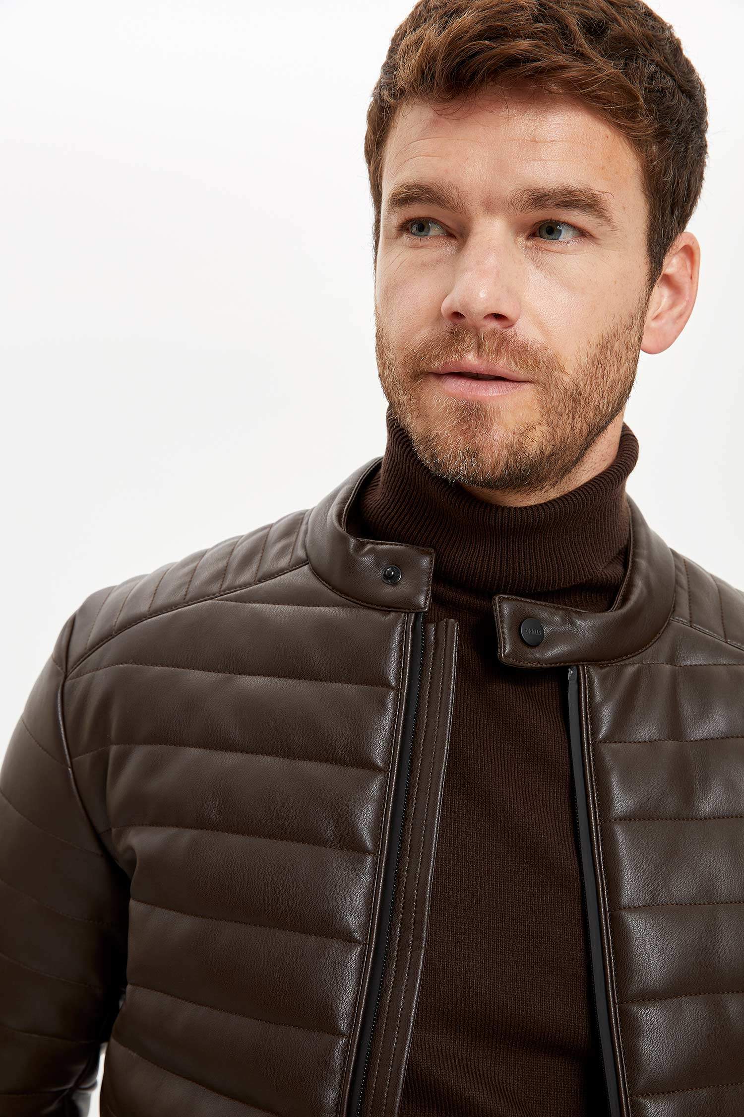 Slim Fit Suni Deri Mont