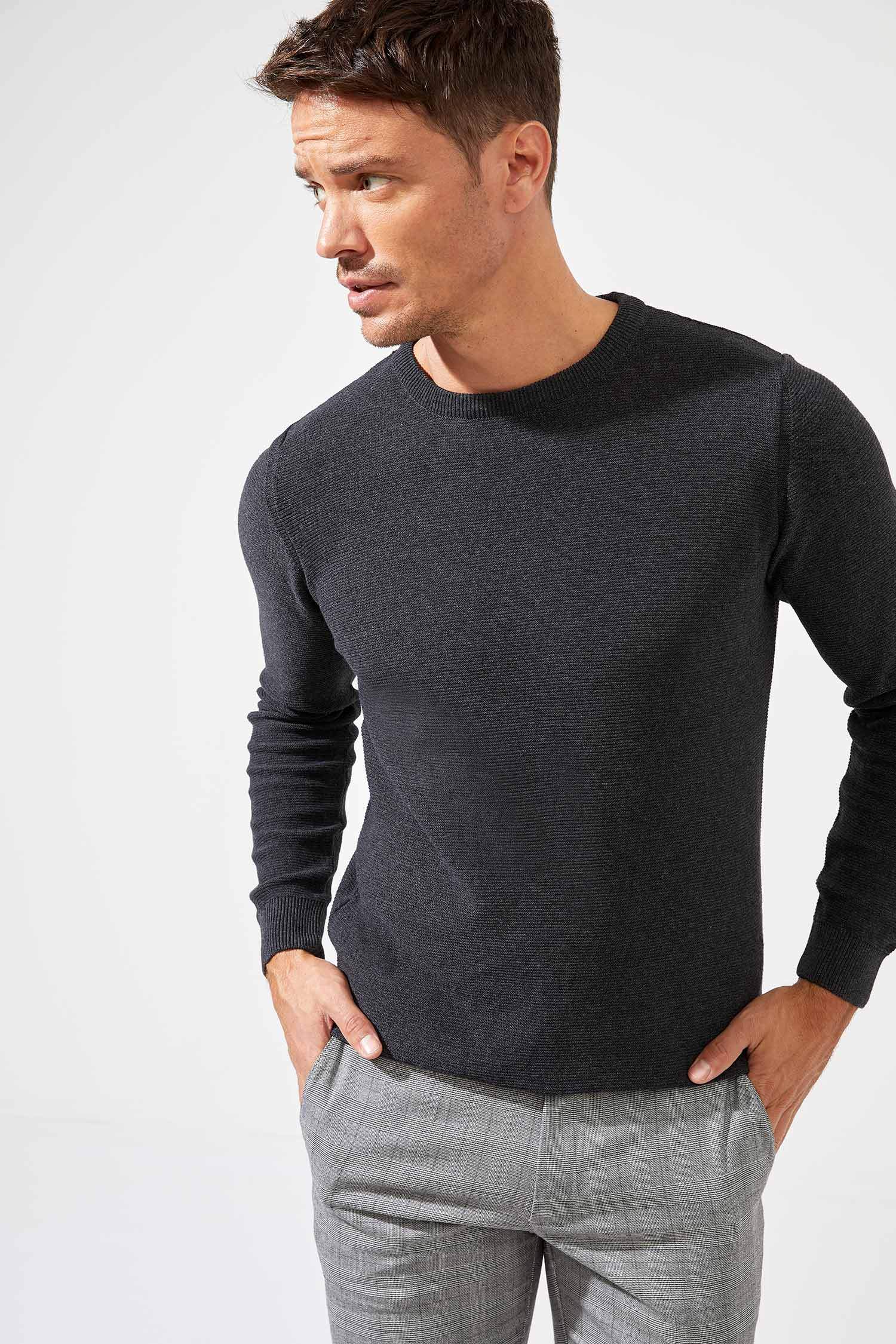 Bisiklet Yaka Slim Fit Triko Kazak