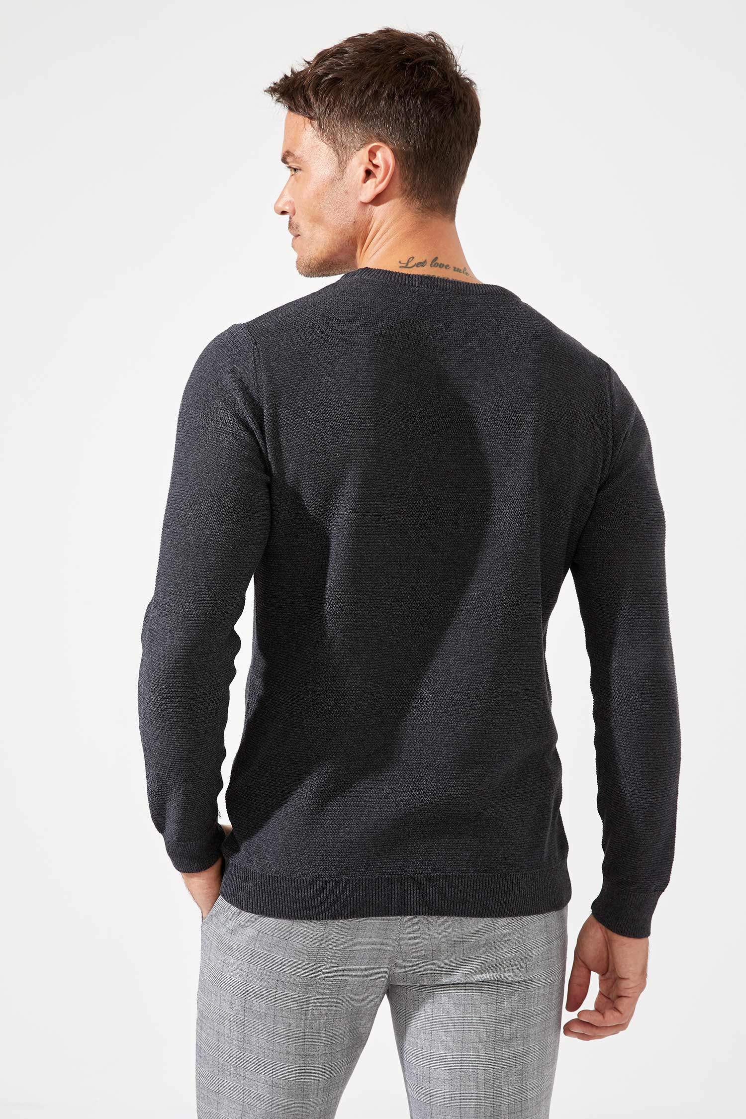 Bisiklet Yaka Slim Fit Triko Kazak