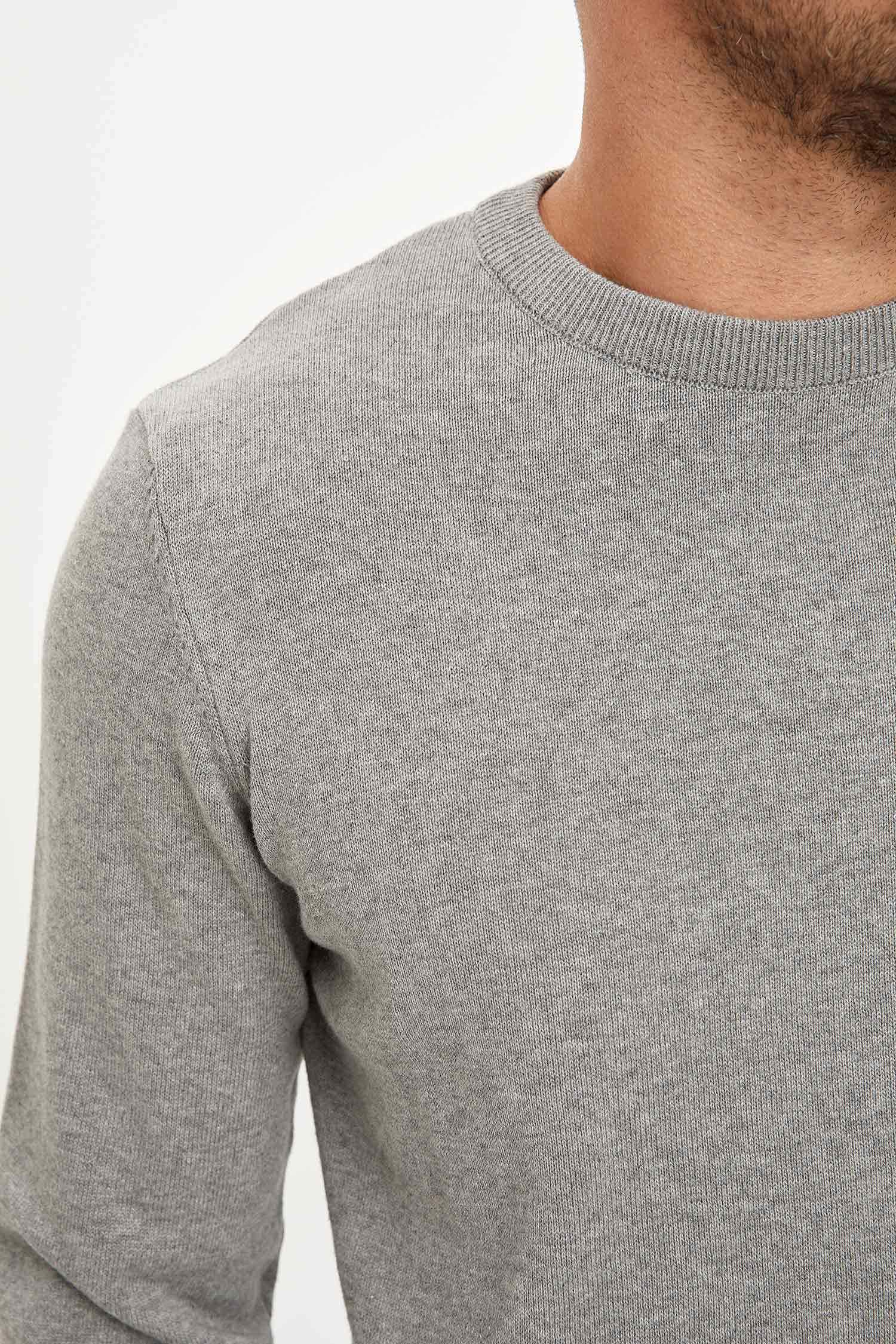 Slim Fit Bisiklet Yaka Pamuklu Kazak