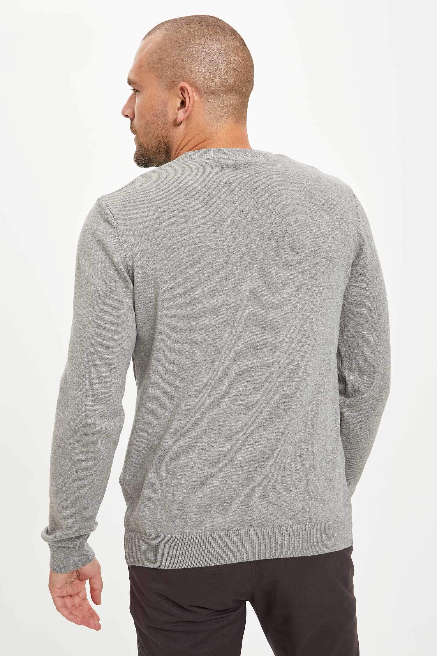 Slim Fit Bisiklet Yaka Pamuklu Kazak