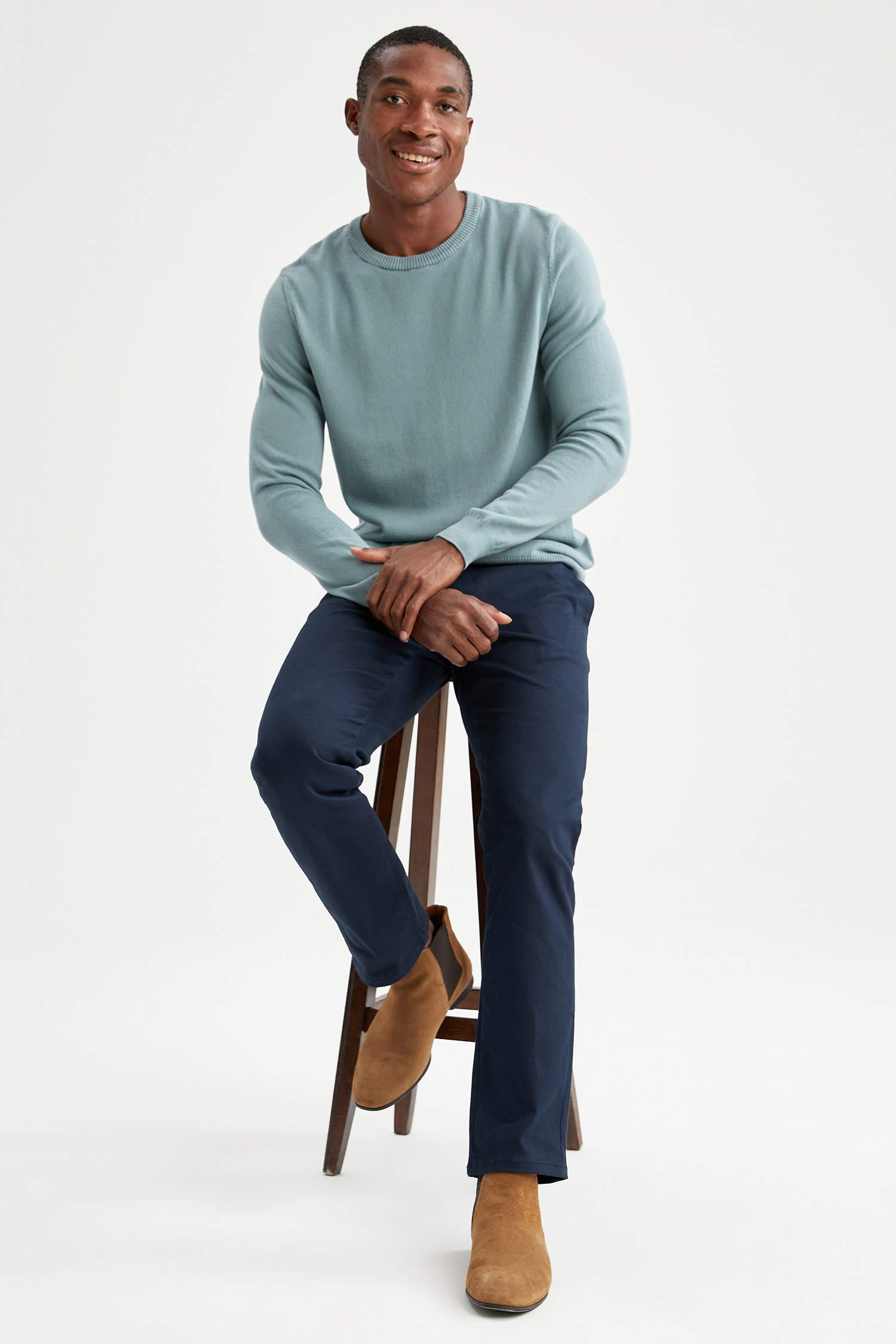 Slim Fit Bisiklet Yaka Pamuklu Kazak