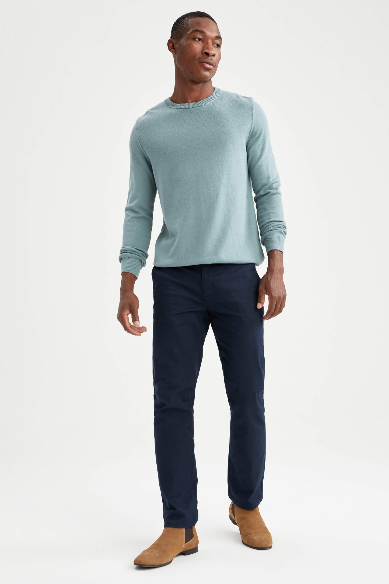 Slim Fit Bisiklet Yaka Pamuklu Kazak