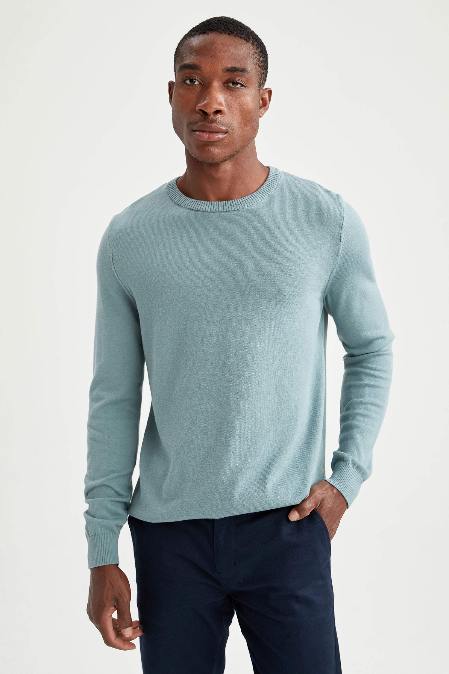 Slim Fit Bisiklet Yaka Pamuklu Kazak