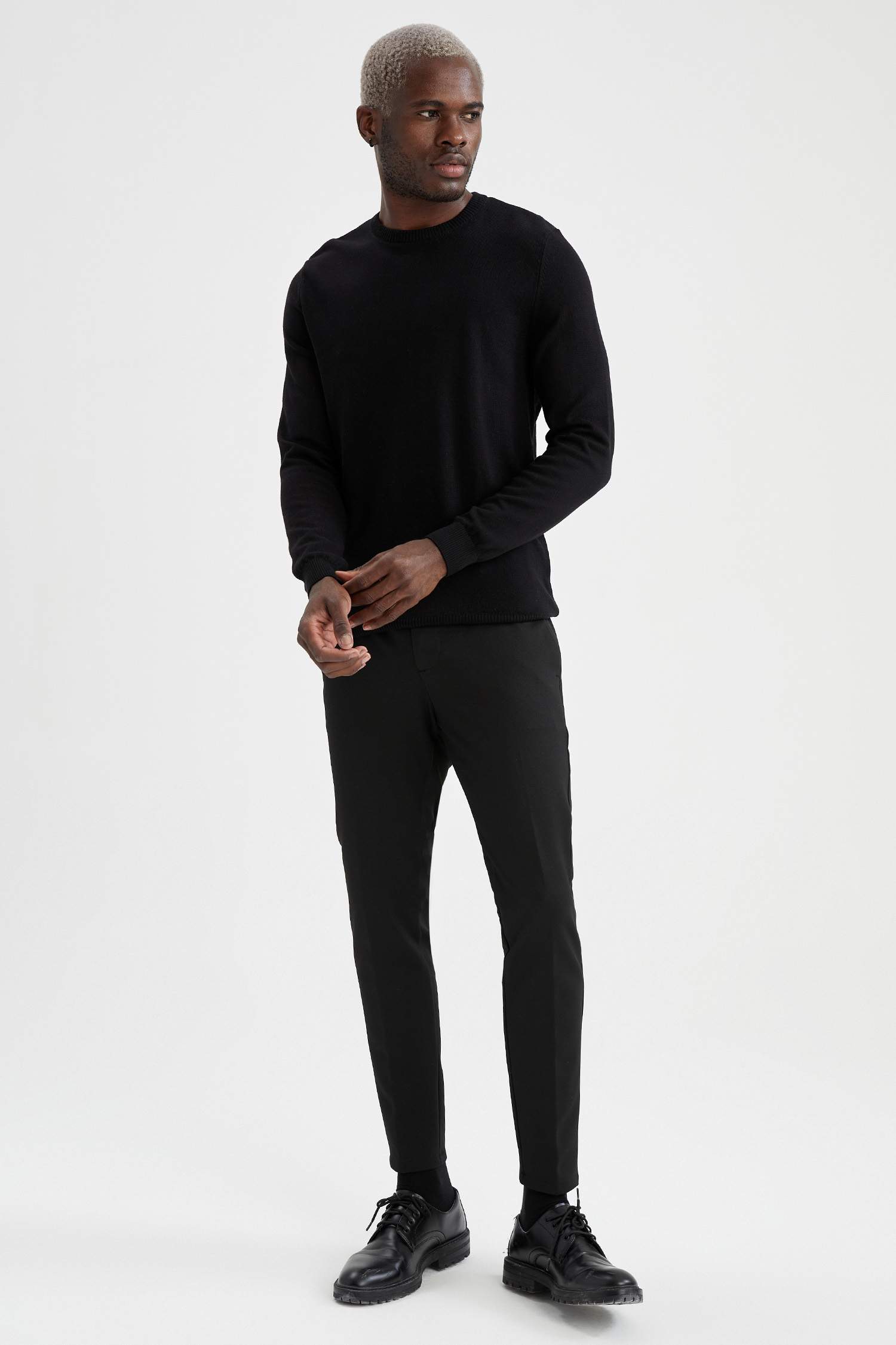 Slim Fit Bisiklet Yaka Pamuklu Kazak