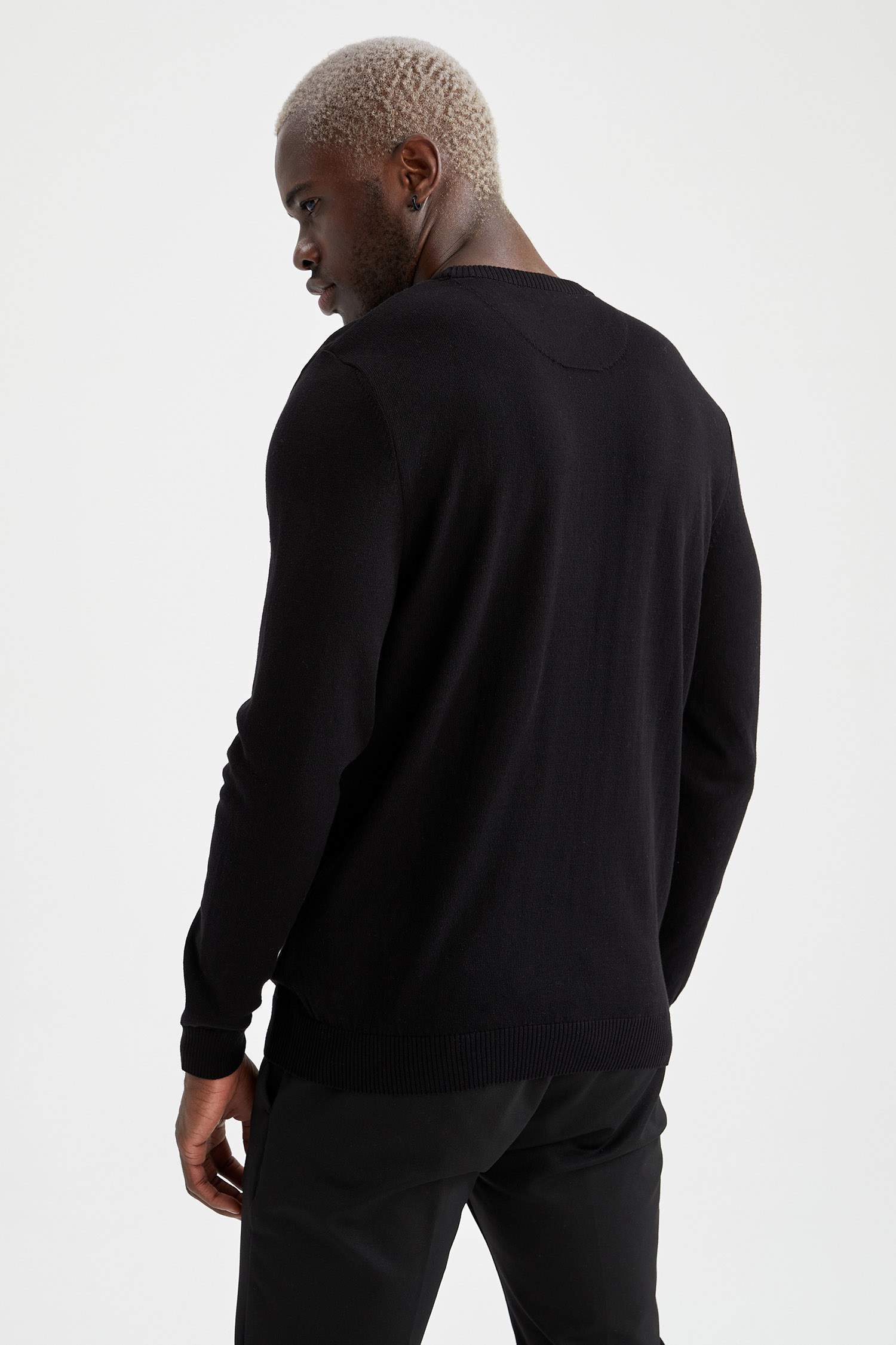 Slim Fit Bisiklet Yaka Pamuklu Kazak