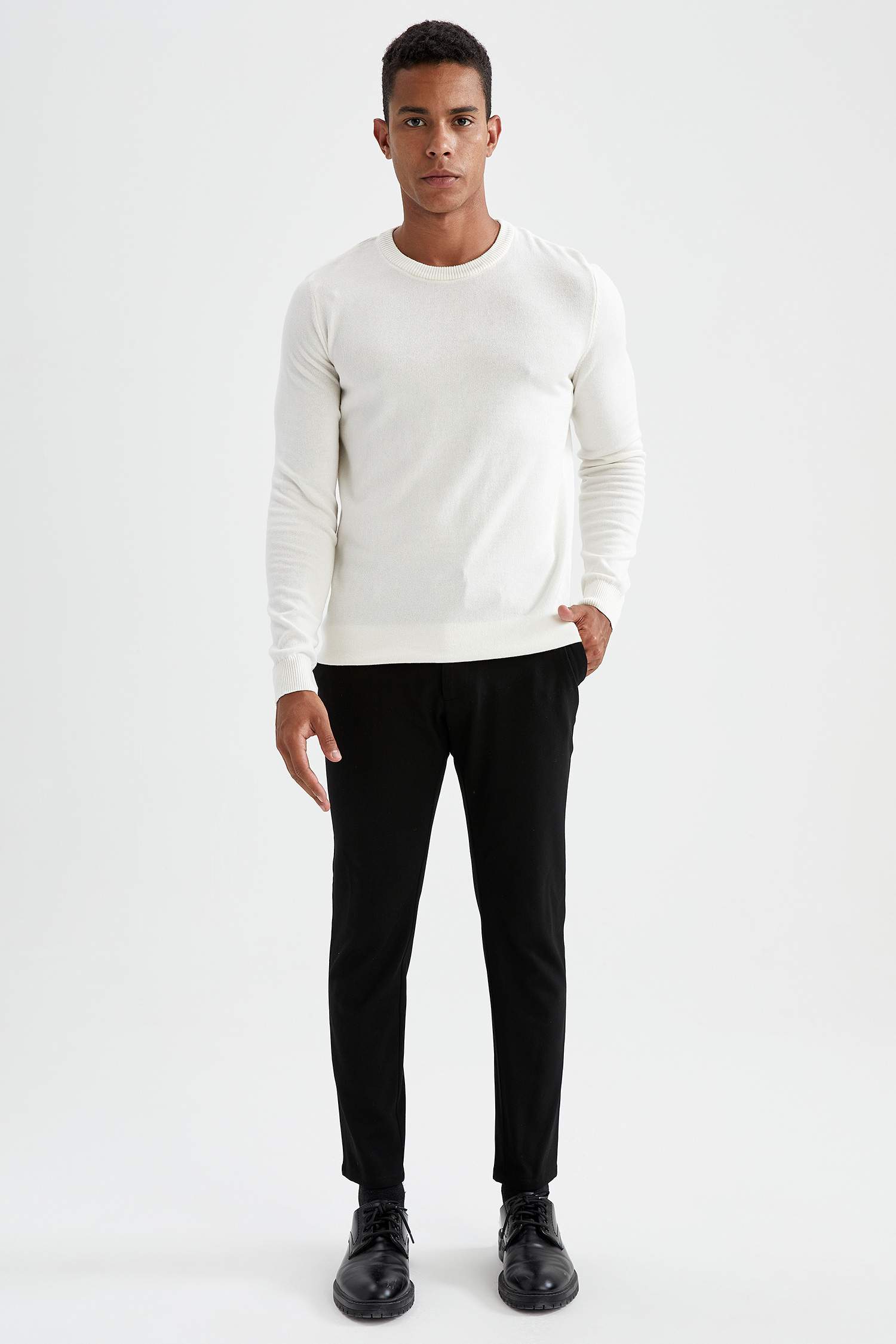 Slim Fit Bisiklet Yaka Pamuklu Kazak
