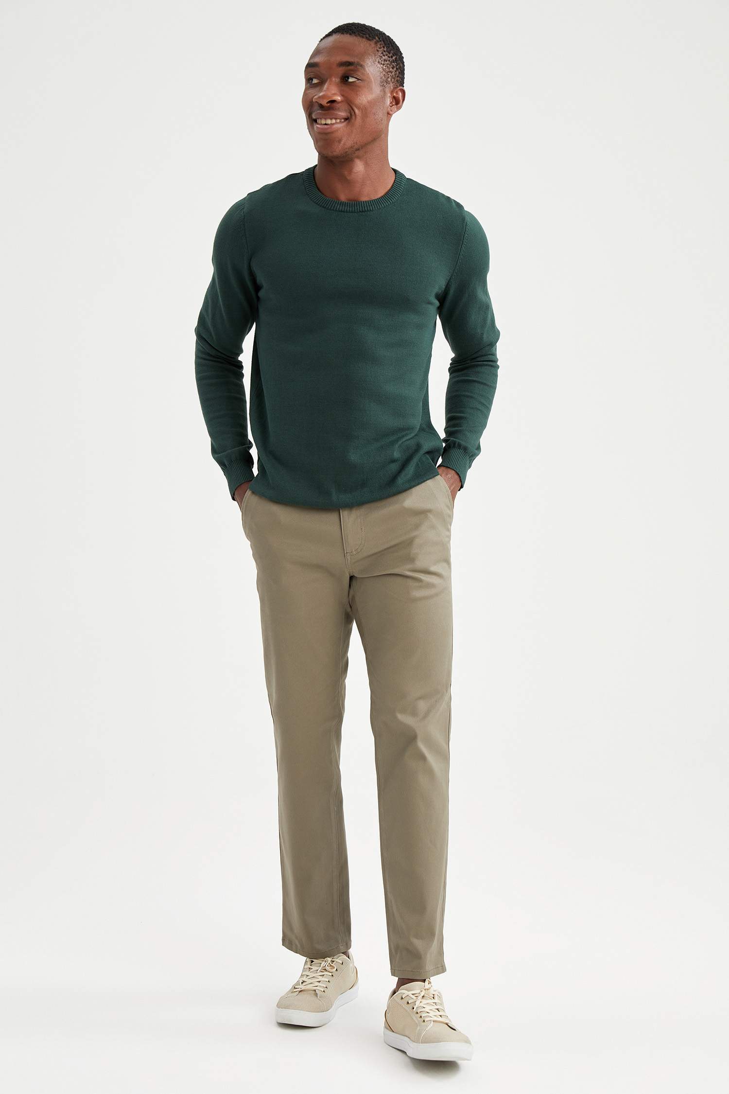 Slim Fit Bisiklet Yaka Pamuklu Kazak