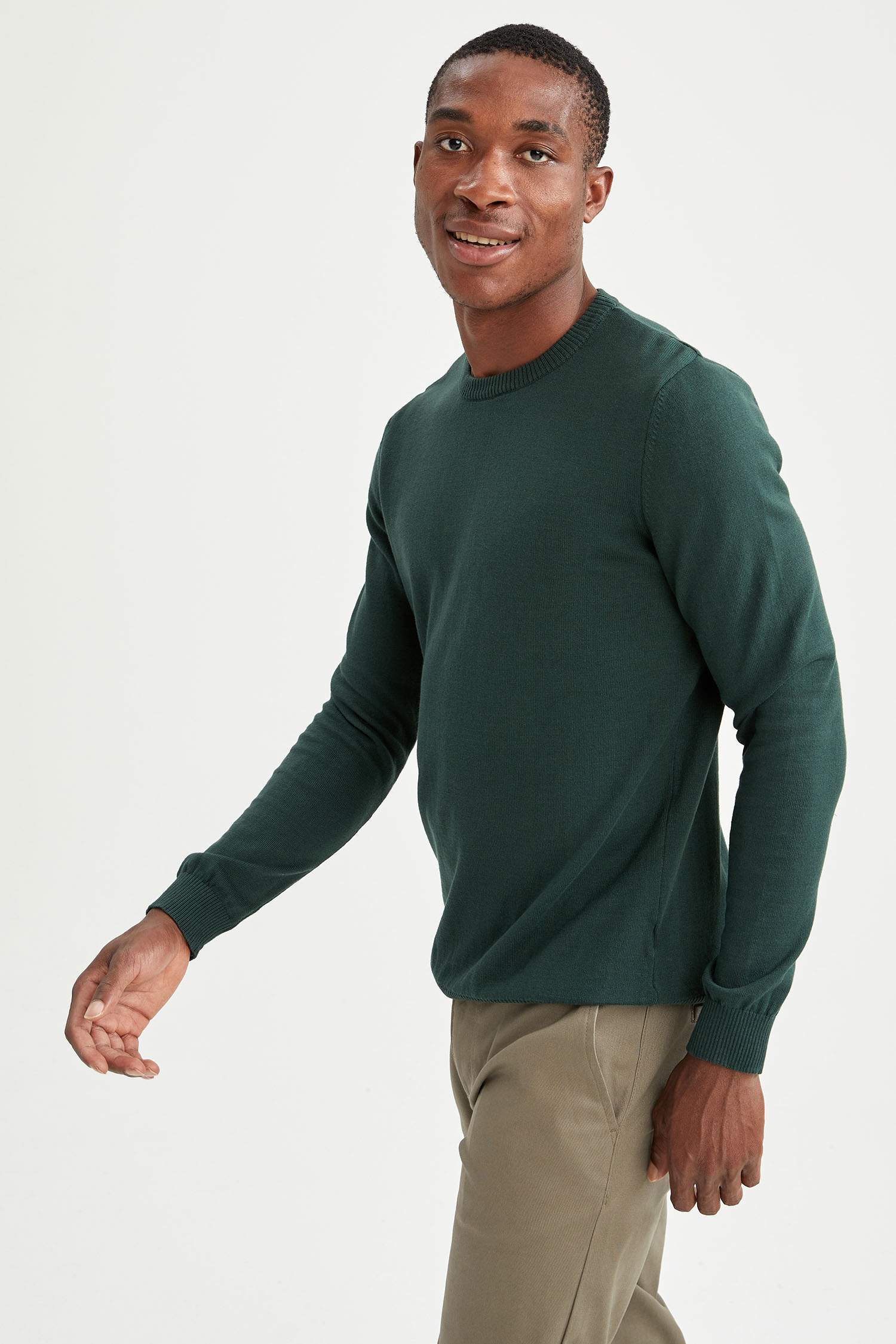 Slim Fit Bisiklet Yaka Pamuklu Kazak