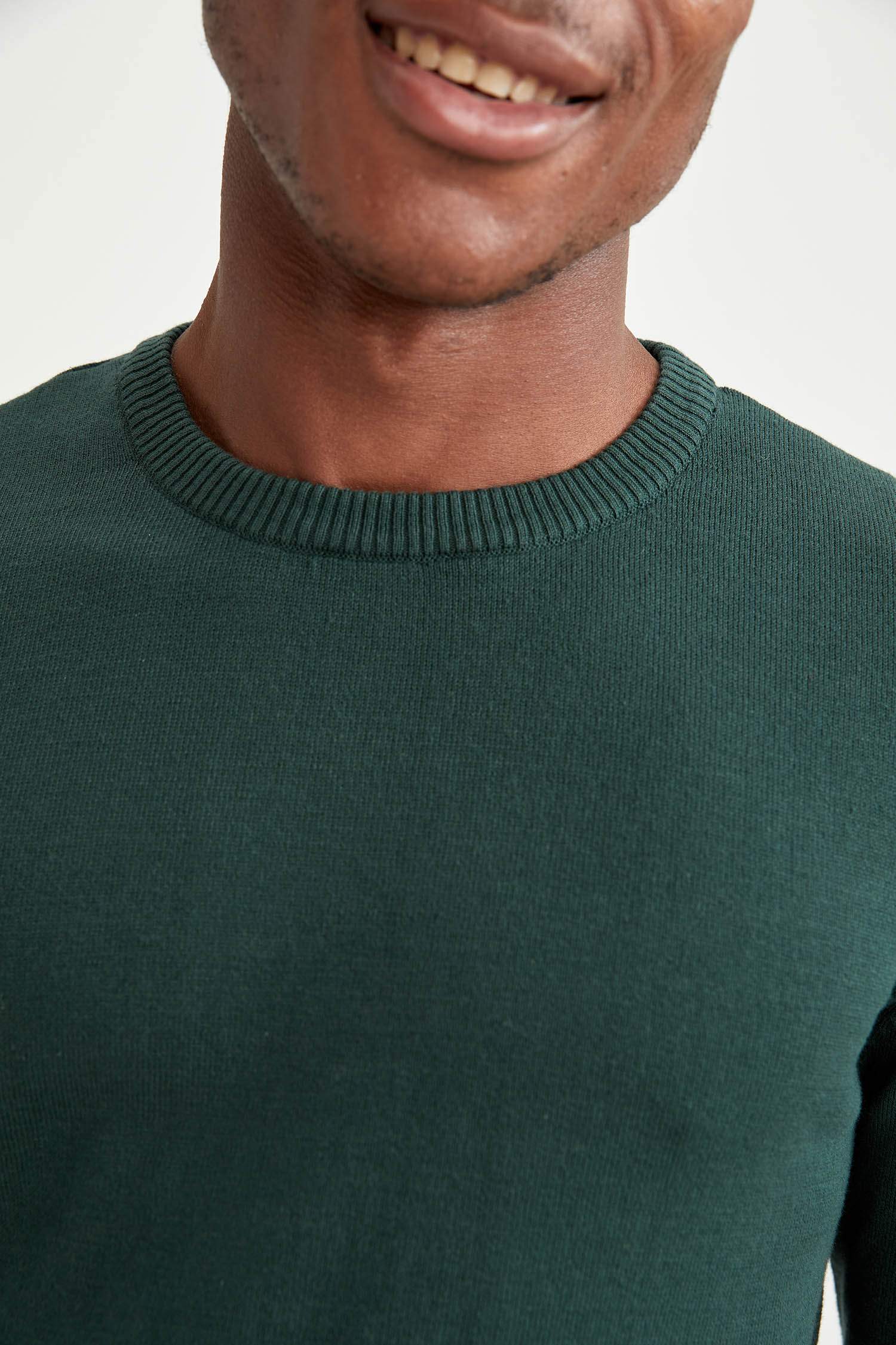 Slim Fit Bisiklet Yaka Pamuklu Kazak