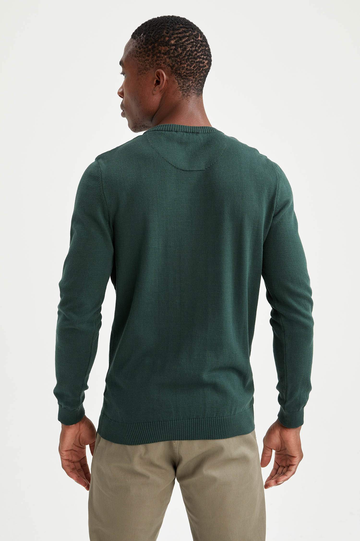 Slim Fit Bisiklet Yaka Pamuklu Kazak