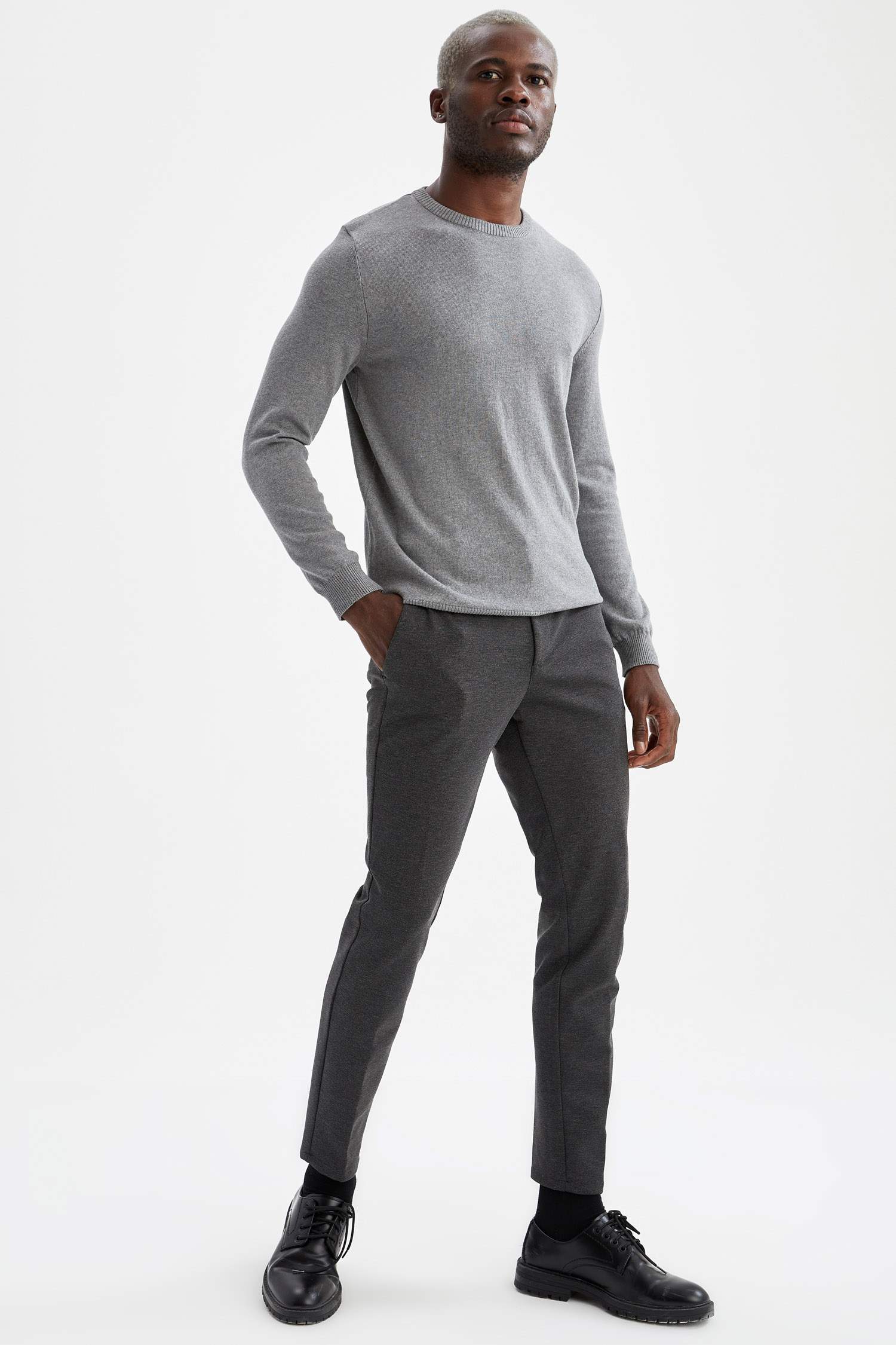 Slim Fit Bisiklet Yaka Pamuklu Kazak