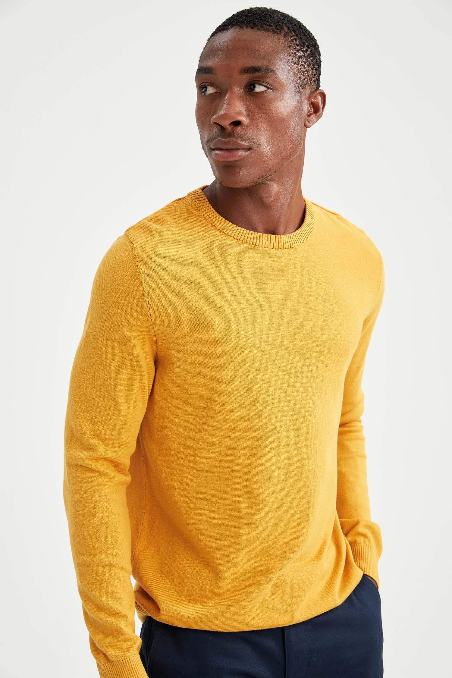 Slim Fit Bisiklet Yaka Pamuklu Kazak