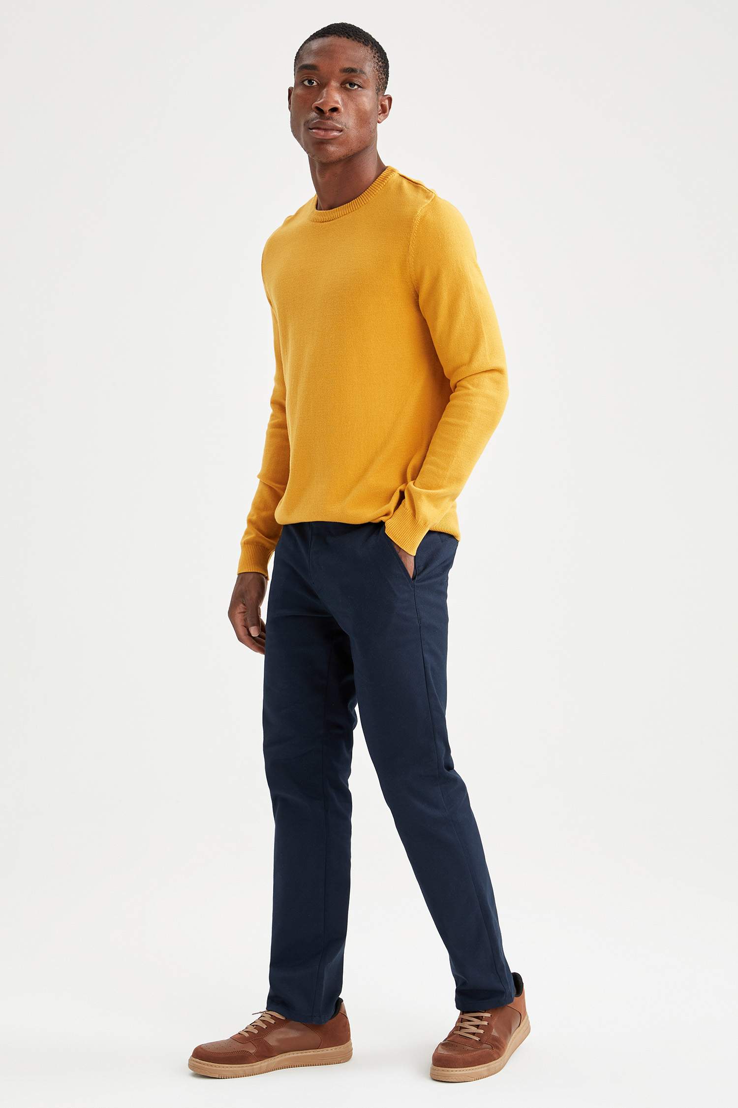 Slim Fit Bisiklet Yaka Pamuklu Kazak