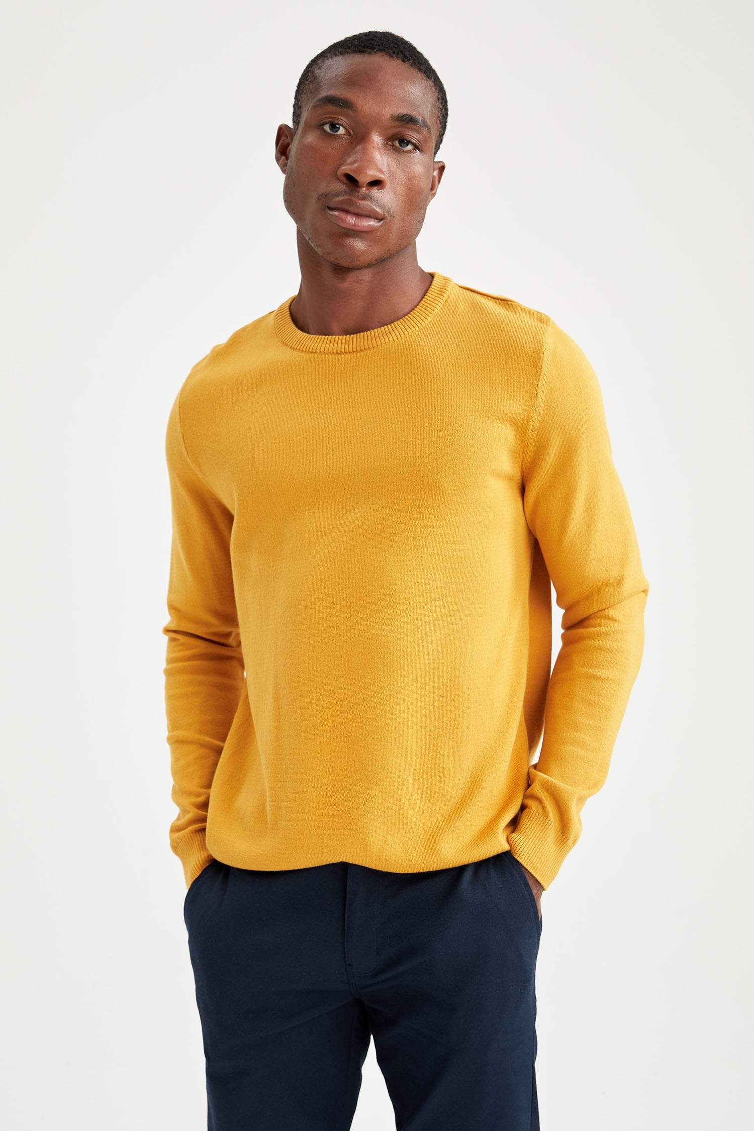 Slim Fit Bisiklet Yaka Pamuklu Kazak