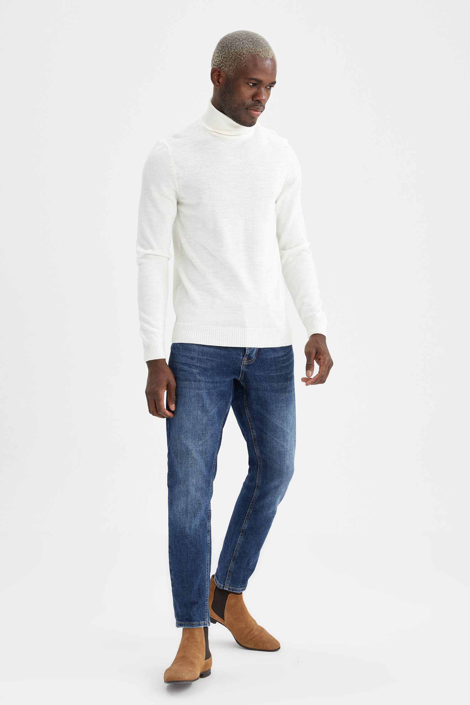 Slim Fit Balıkçı Yaka Triko Kazak