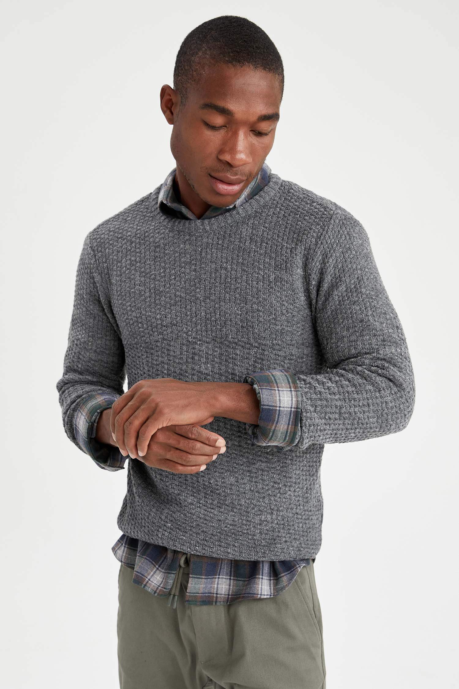 Slim Fit Bisiklet Yaka Triko Kazak