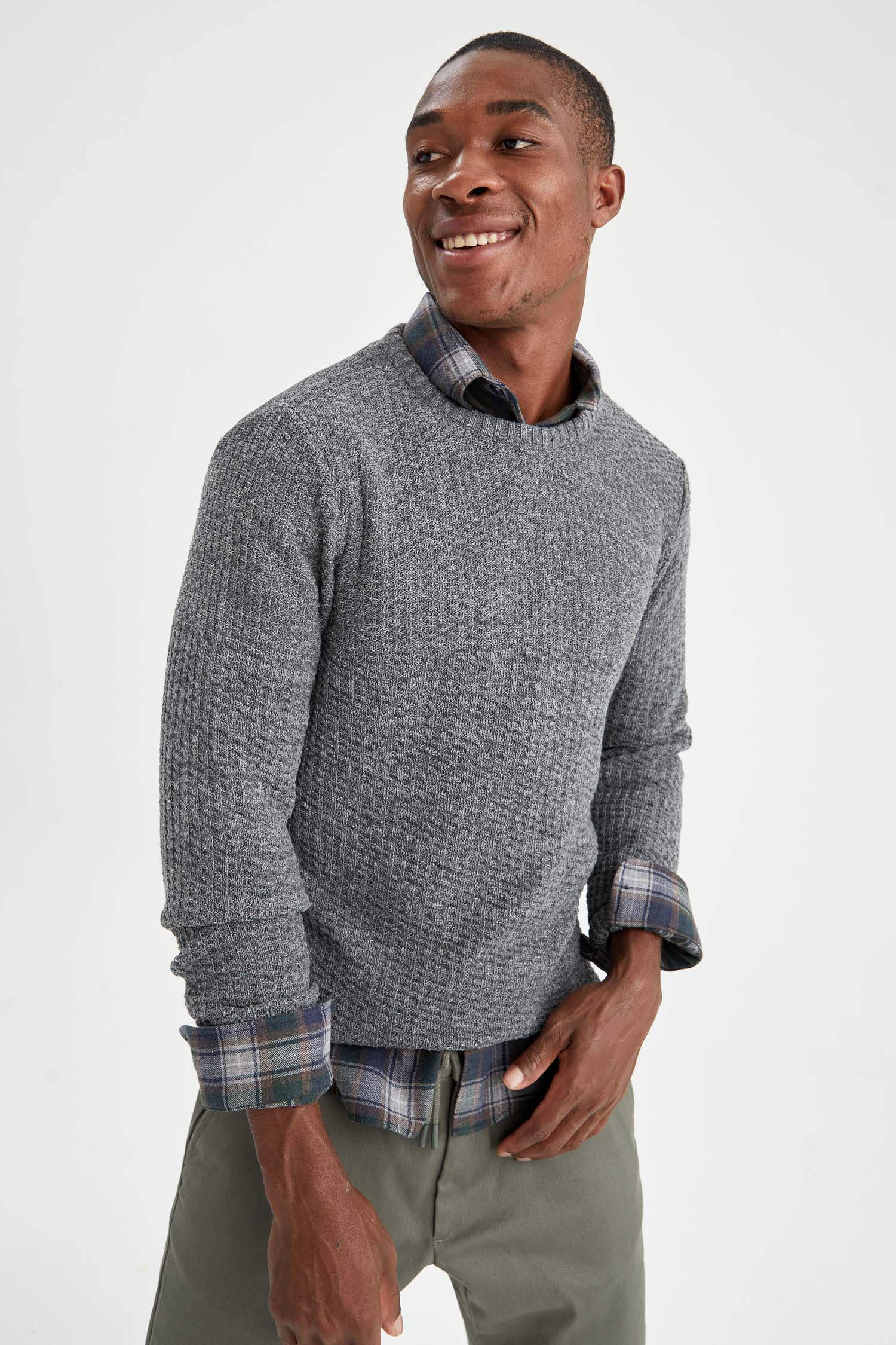 Slim Fit Bisiklet Yaka Triko Kazak