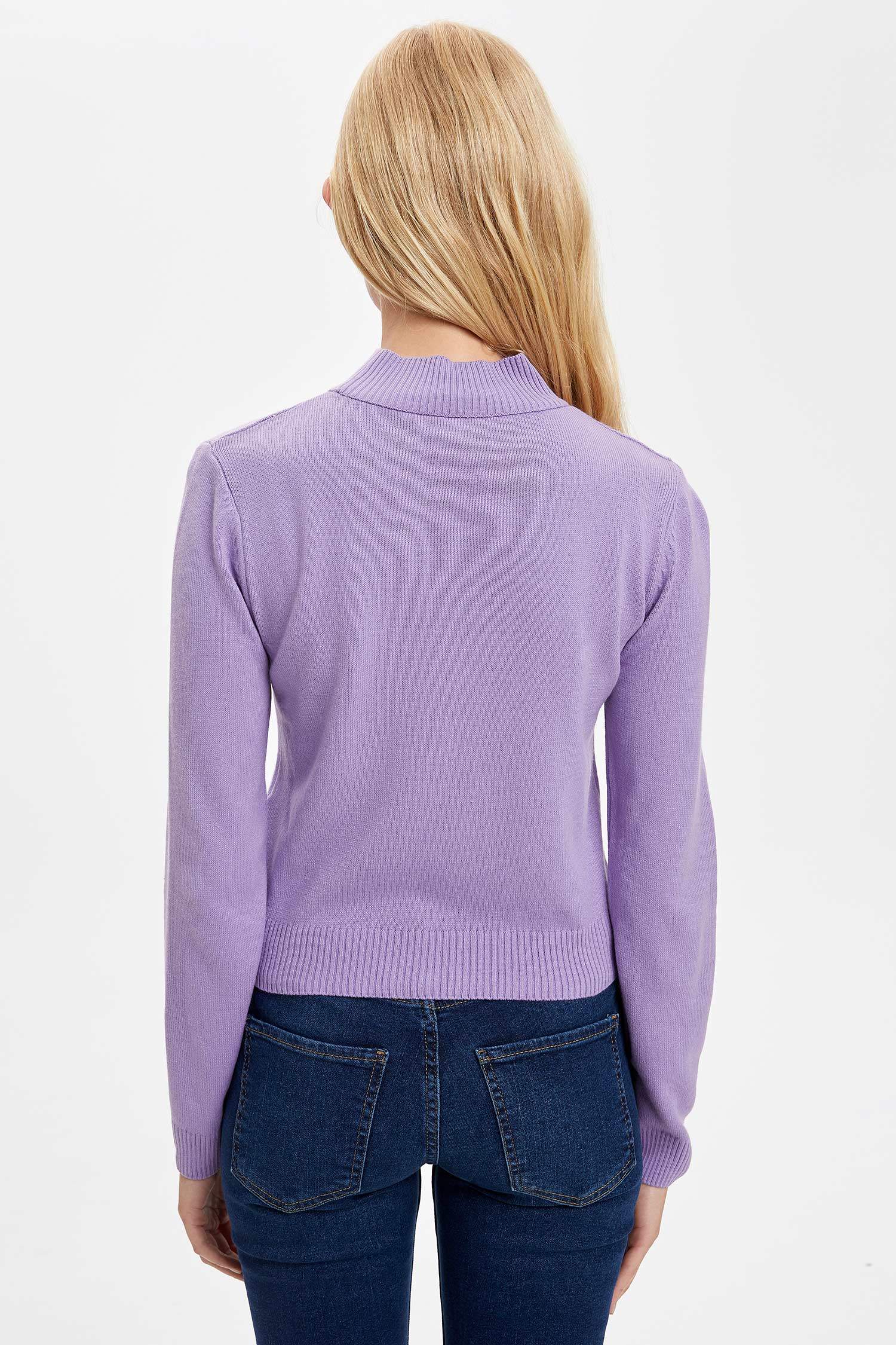 Basic Yarım Balıkçı Yaka Kaşmir Dokulu Slim Fit Triko Kazak