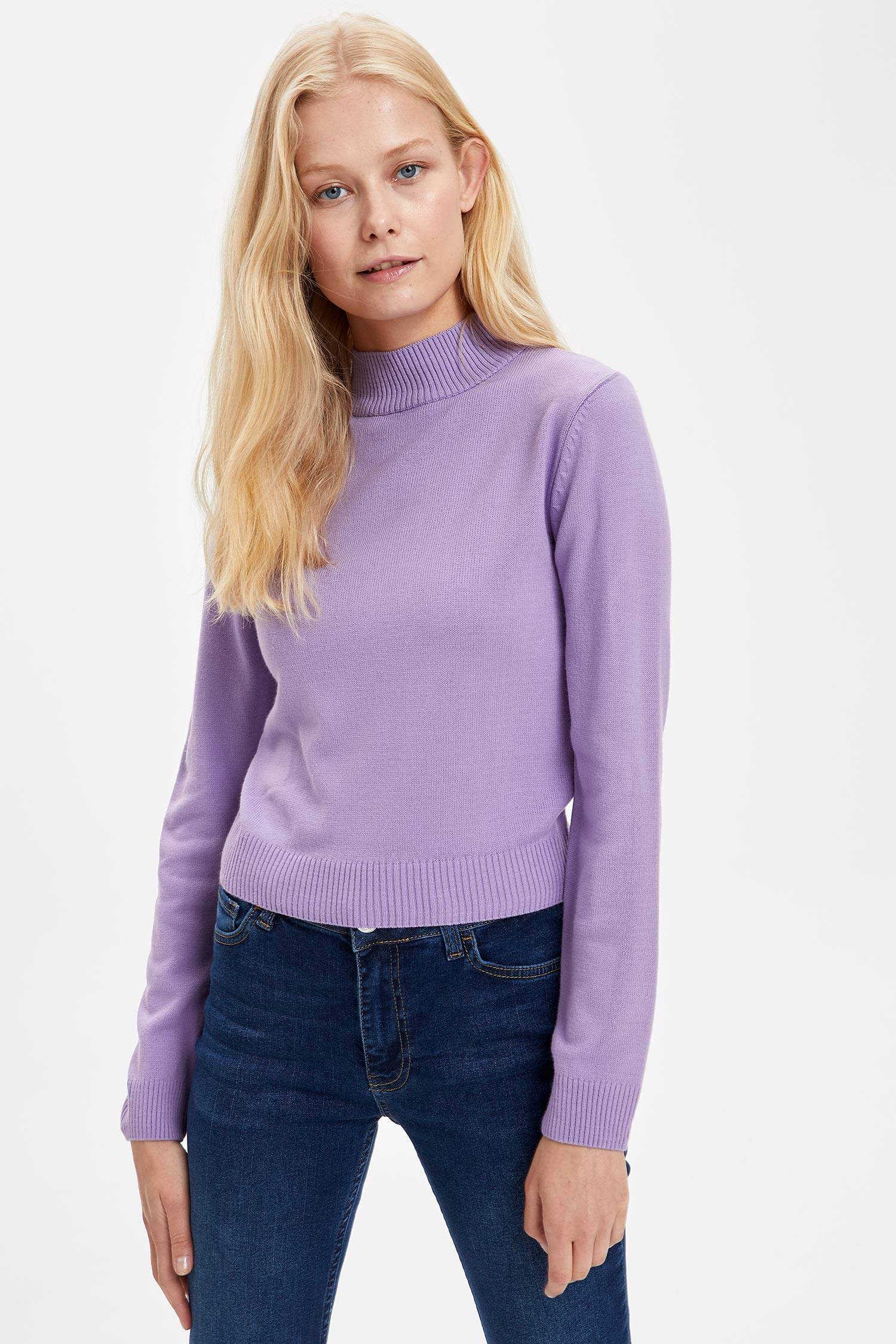 Basic Yarım Balıkçı Yaka Kaşmir Dokulu Slim Fit Triko Kazak