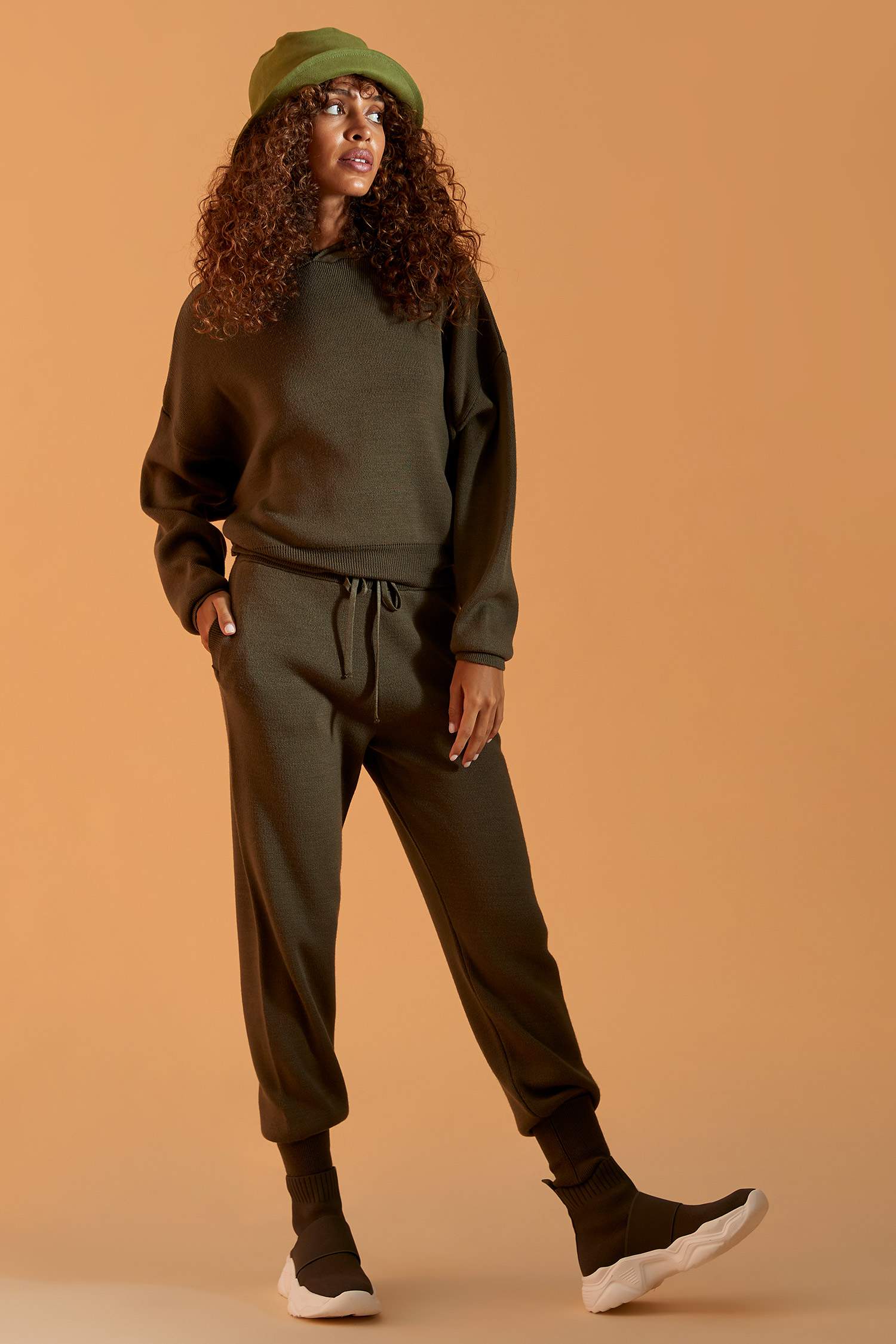 Kapüşonlu Relax Fit Triko Sweatshirt