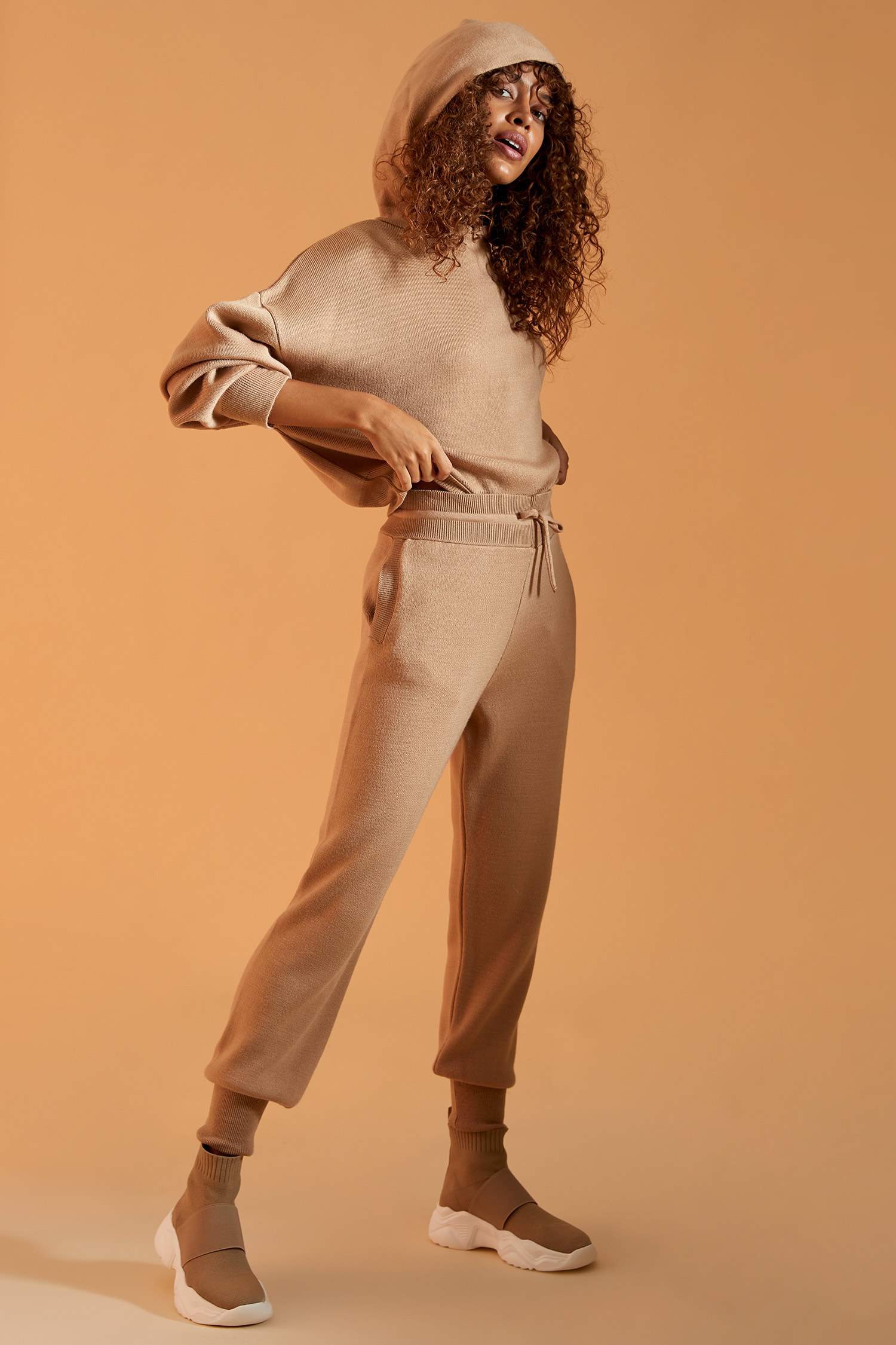Beli Bağcıklı Relax Fit Triko Jogger Pantolon