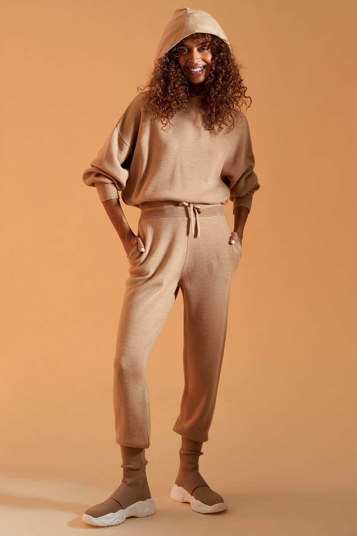 Beli Bağcıklı Relax Fit Triko Jogger Pantolon