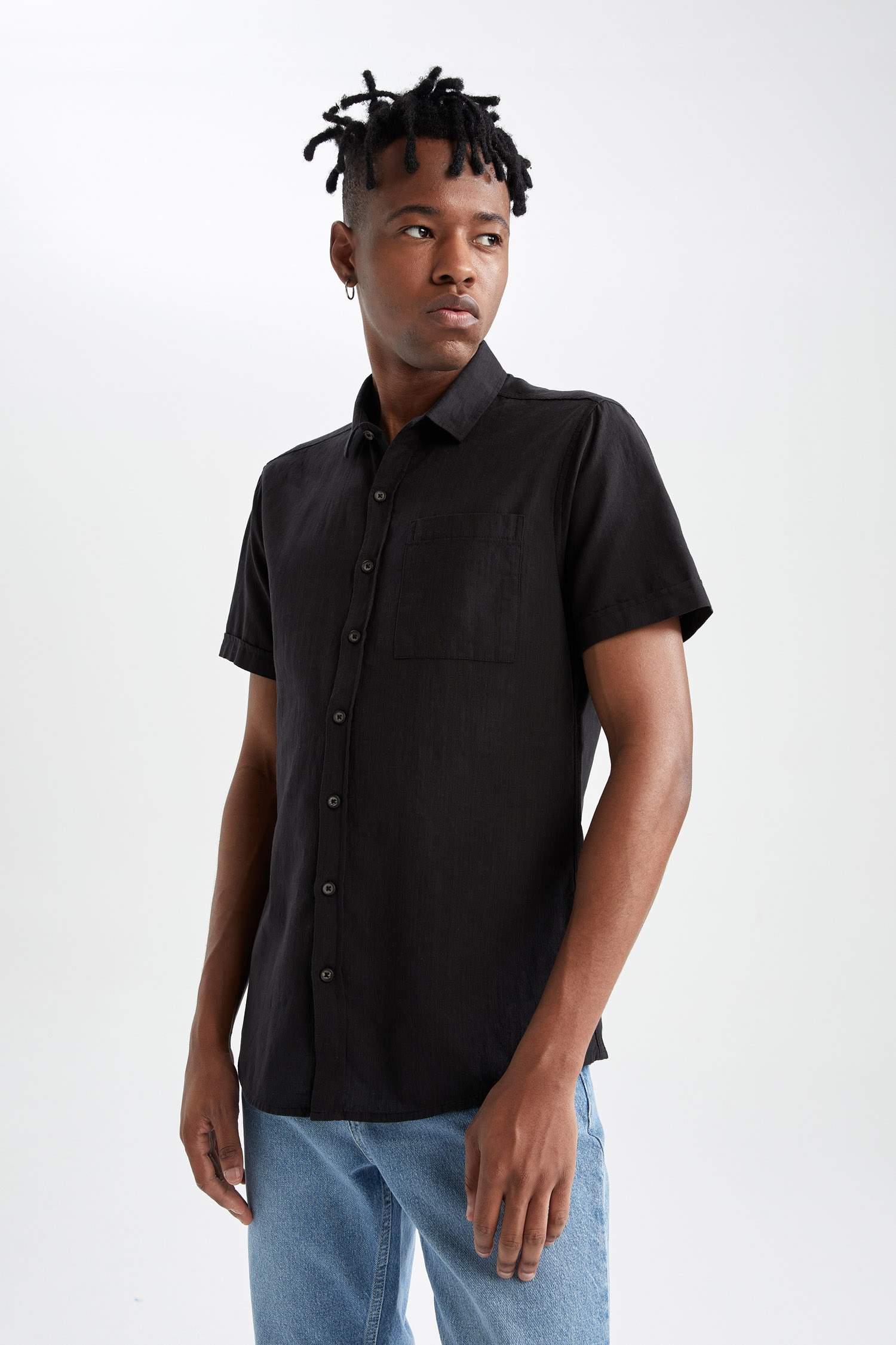 Slim Fit Basic Kısa Kollu Gömlek