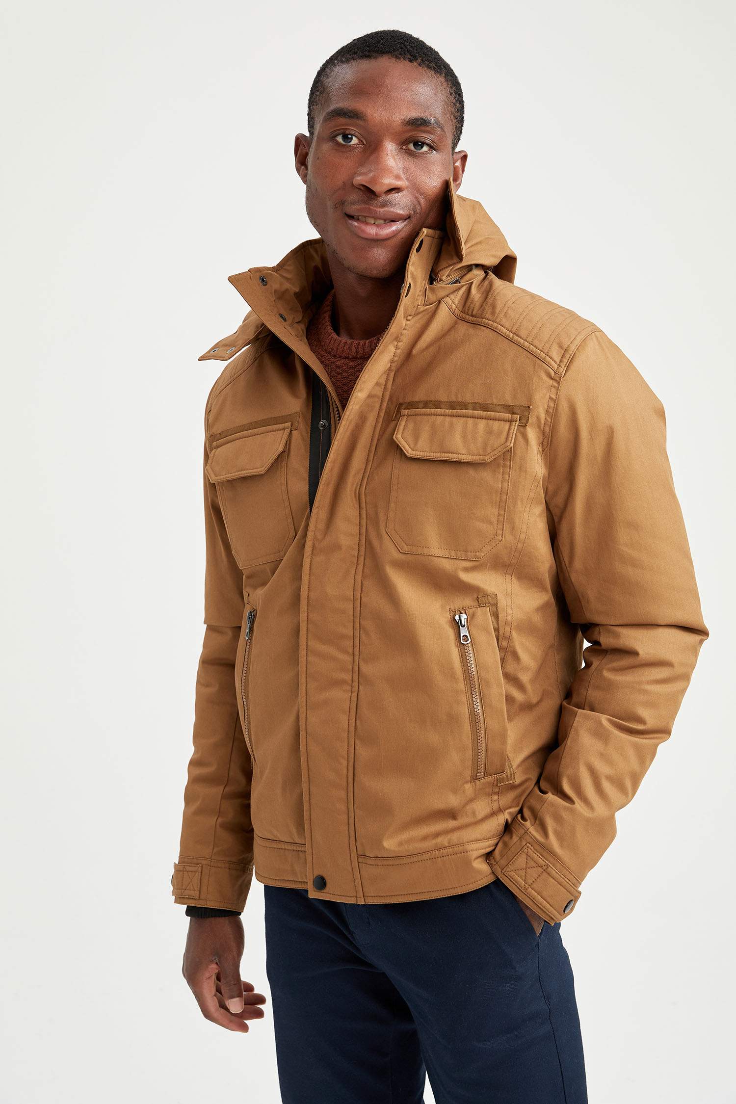 Slim Fit Kapüşonlu Pamuklu Mont