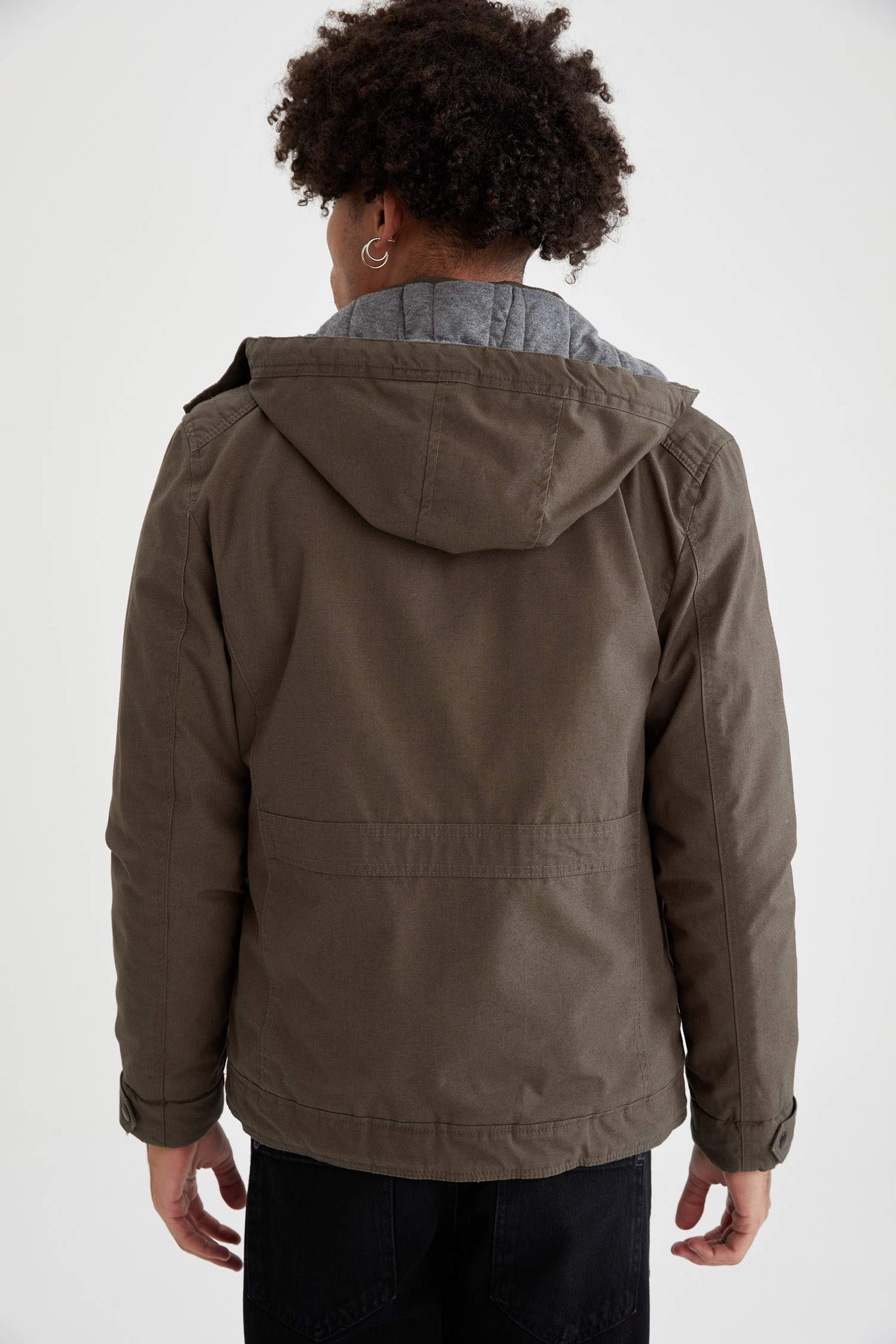 Slim Fit Kapüşonlu Pamuklu Mont