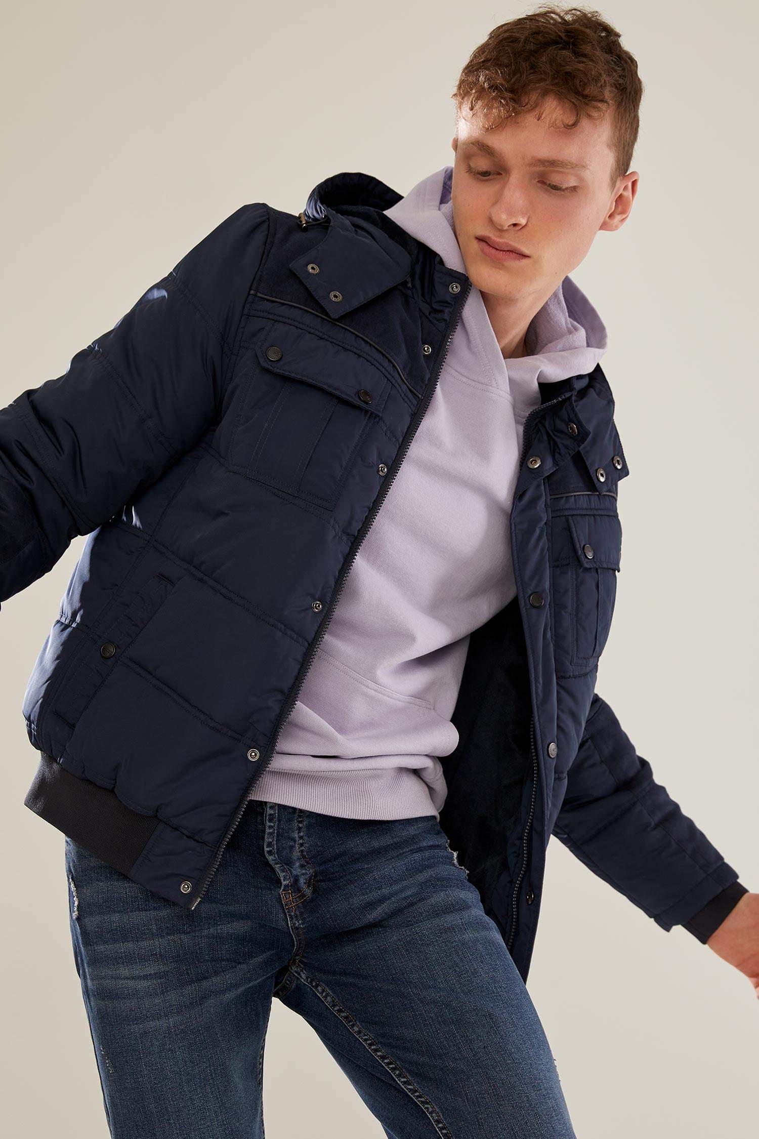 Slim Fit Kapüşonlu Kalın Mont