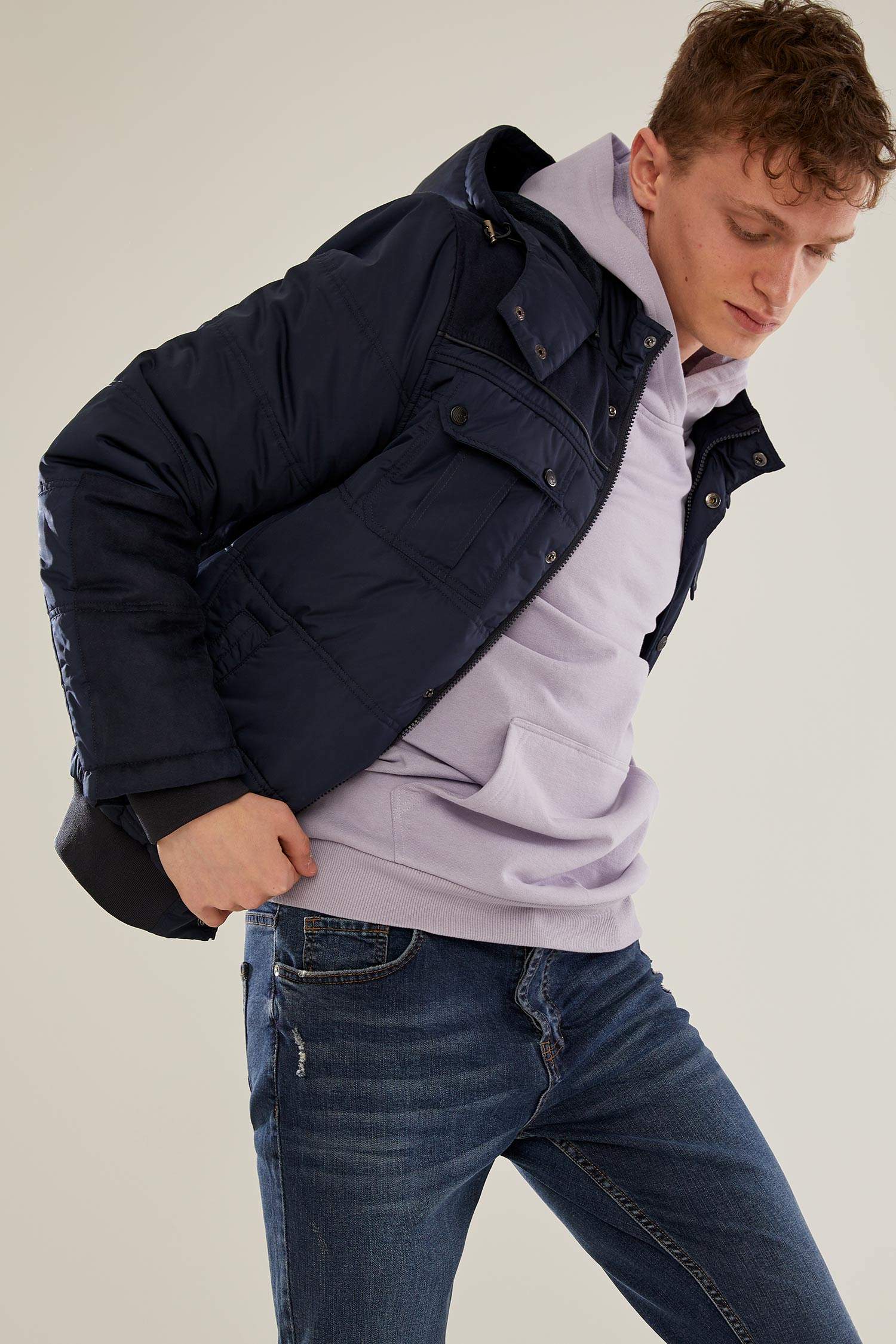Slim Fit Kapüşonlu Kalın Mont