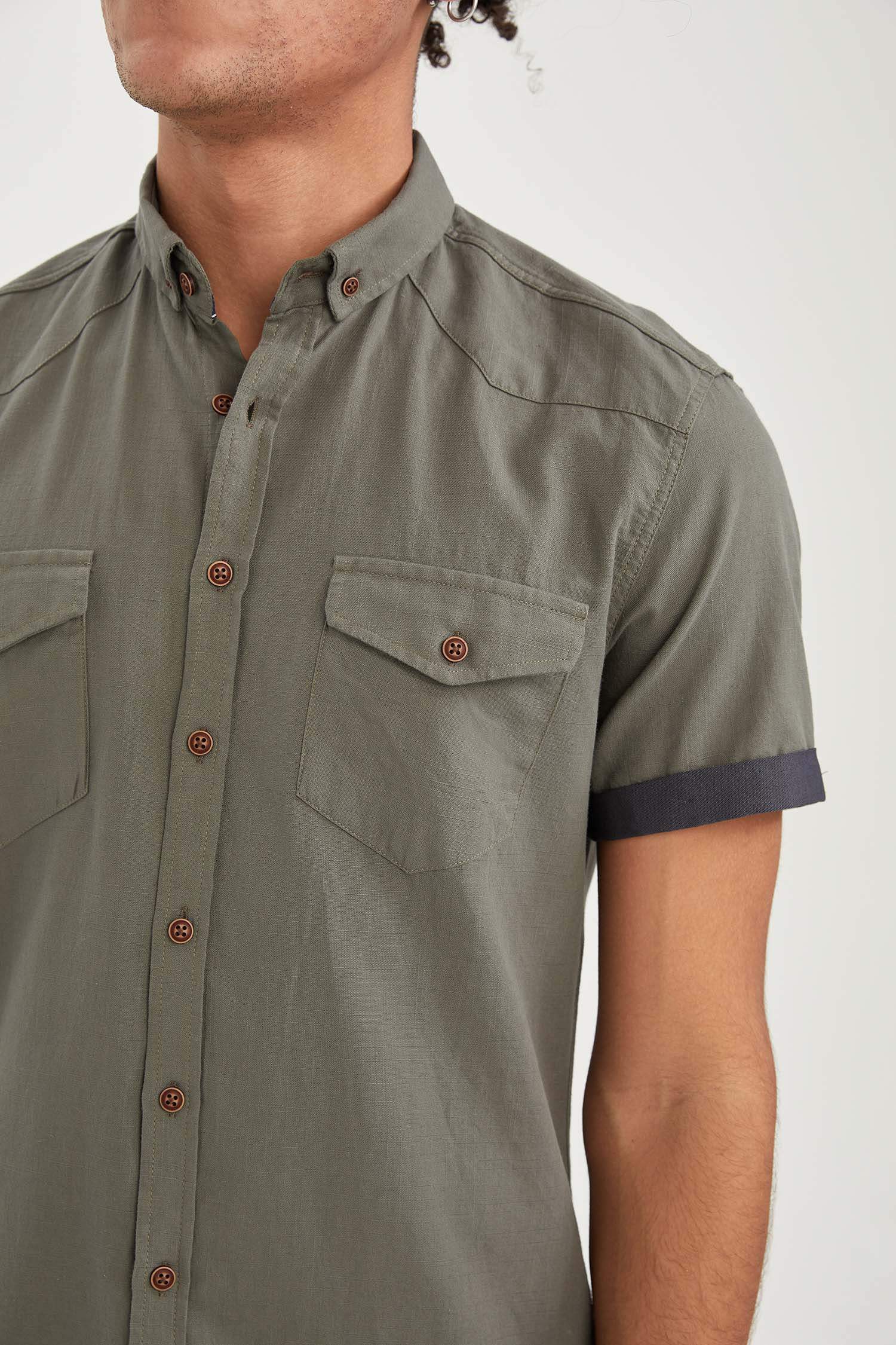 Slim Fit Basic Kısa Kollu Gömlek