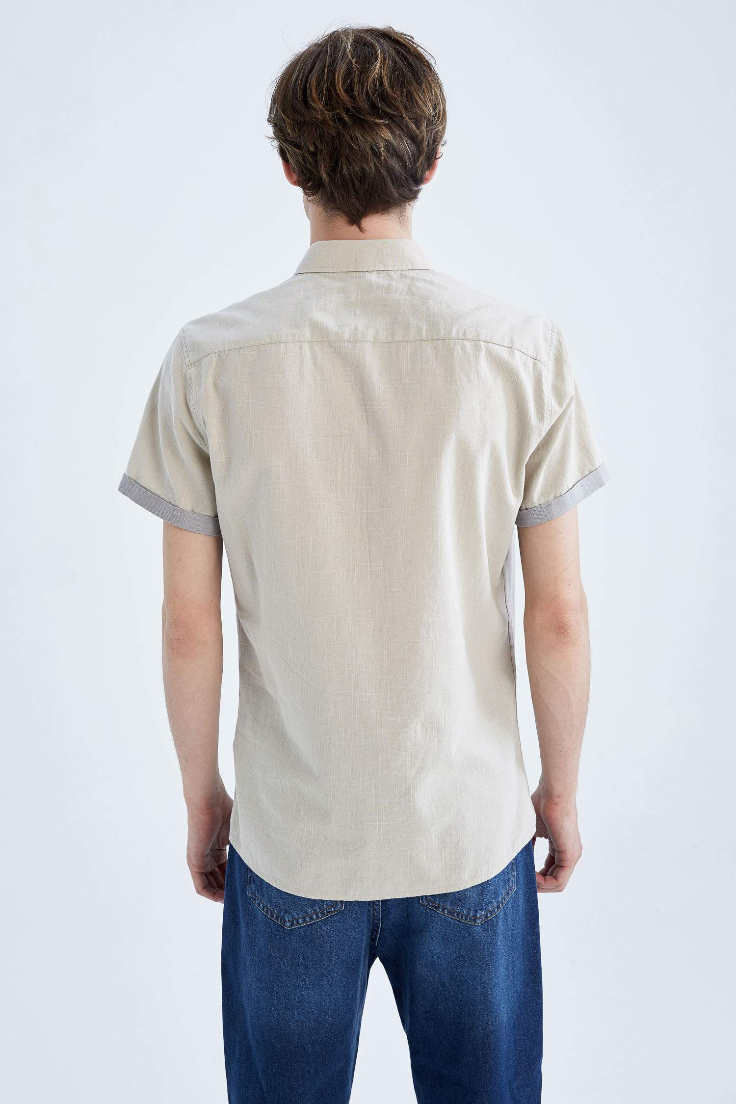 Slim Fit Polo Yaka Poplin Kısa Kollu Gömlek