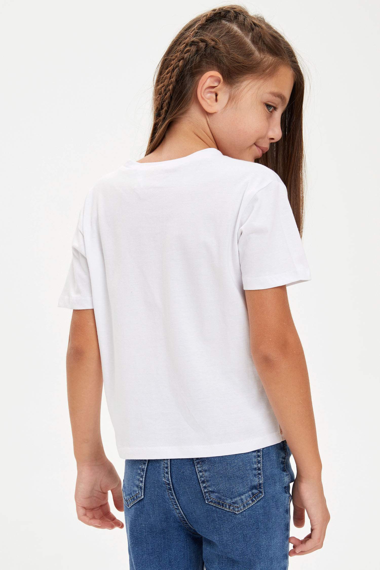 Kız Çocuk Barbie Lisanslı Crop Kısa Kollu Tişört