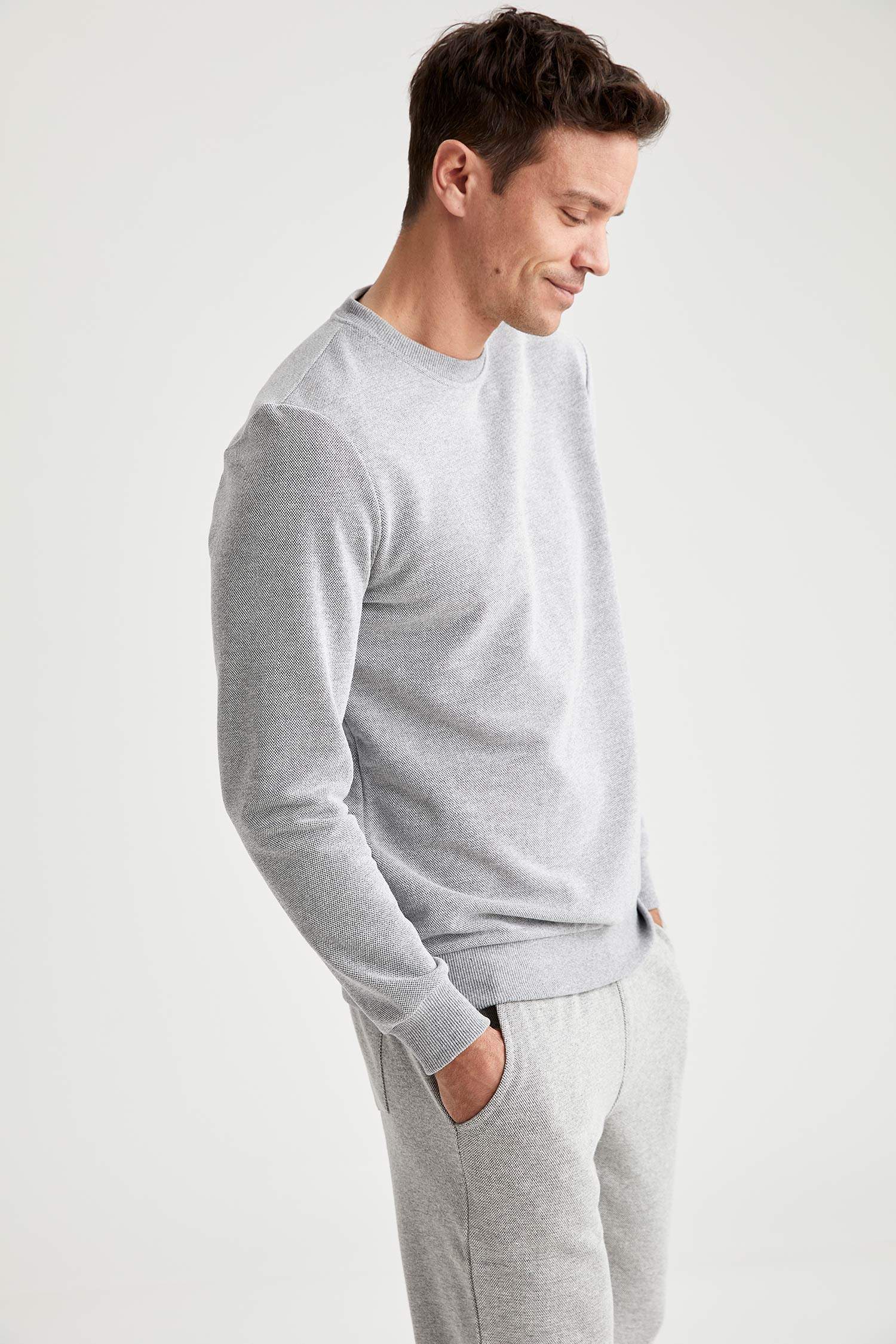Regular Fit Bisiklet Yaka Uzun Kollu Sweatshirt