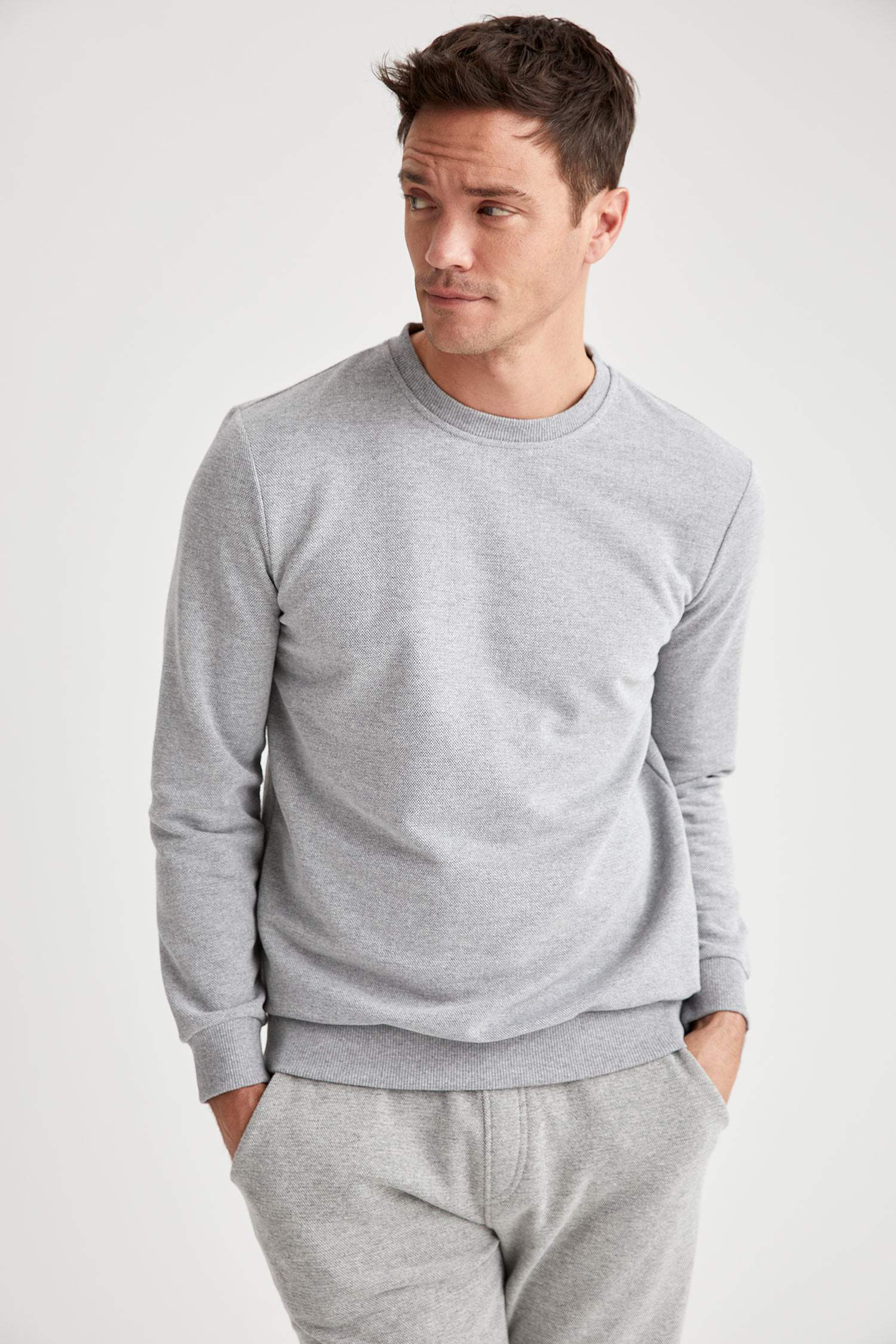Regular Fit Bisiklet Yaka Uzun Kollu Sweatshirt