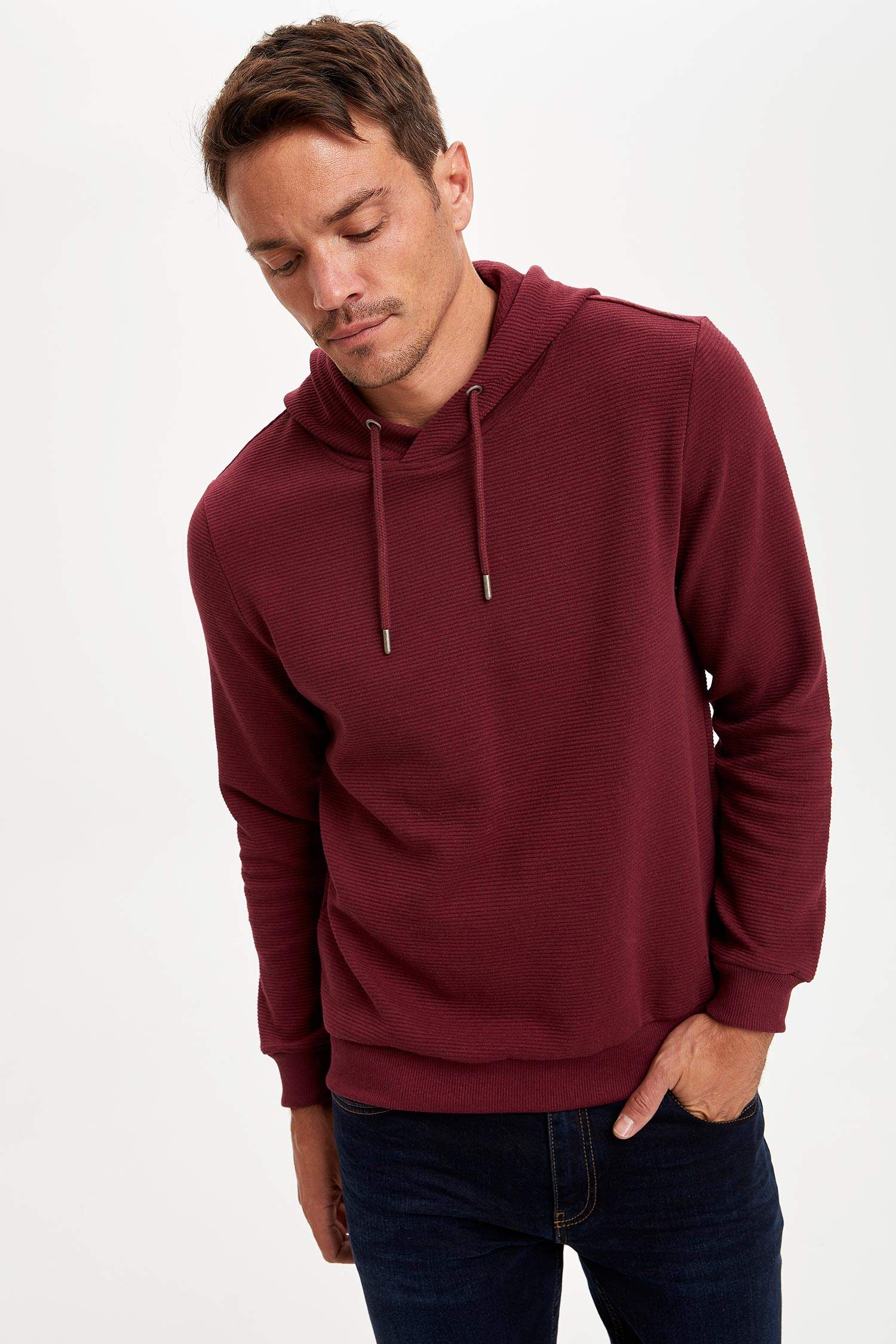 Regular Fit Kapüşonlu Uzun Kollu Sweatshirt